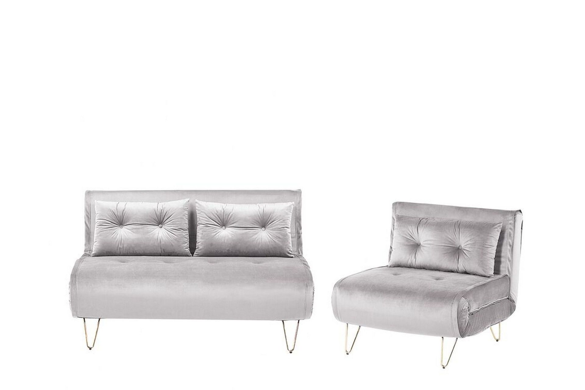 Soffgrupp 2-sits + 1-sits sammet gr&aring; VESTFOLD - Gr&aring;