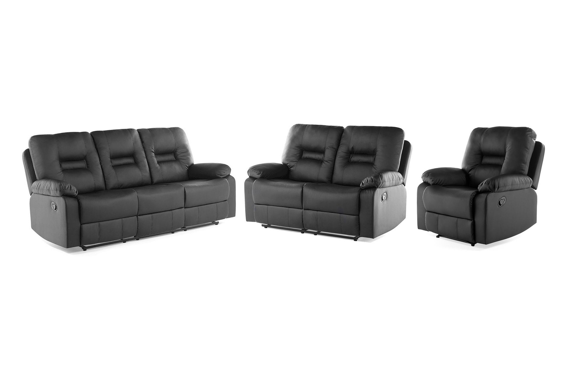 Soffgrupp 2-Sits+3-Sits+F&aring;t&ouml;lj Bergen - Svart