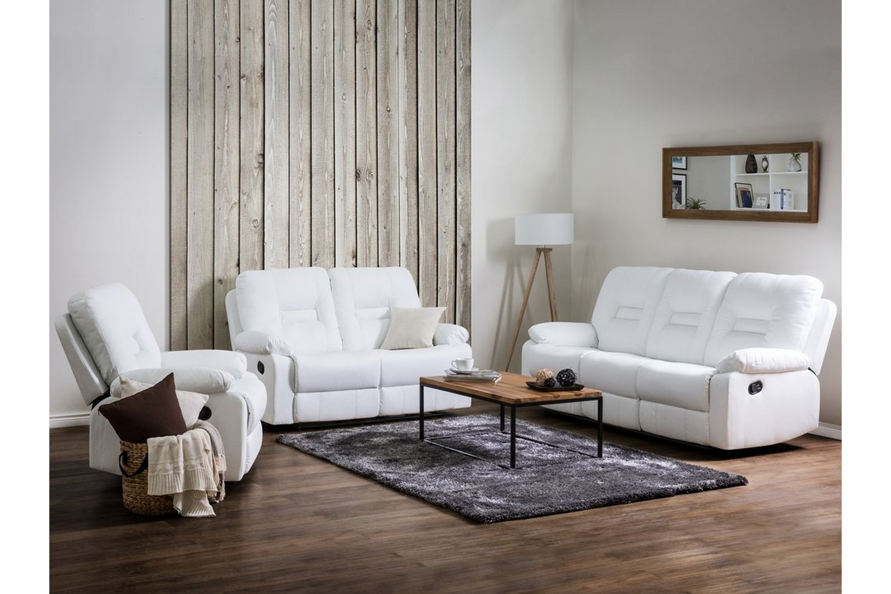 Soffgrupp 2-Sits-3-Sits-Fåtölj Bergen Vit