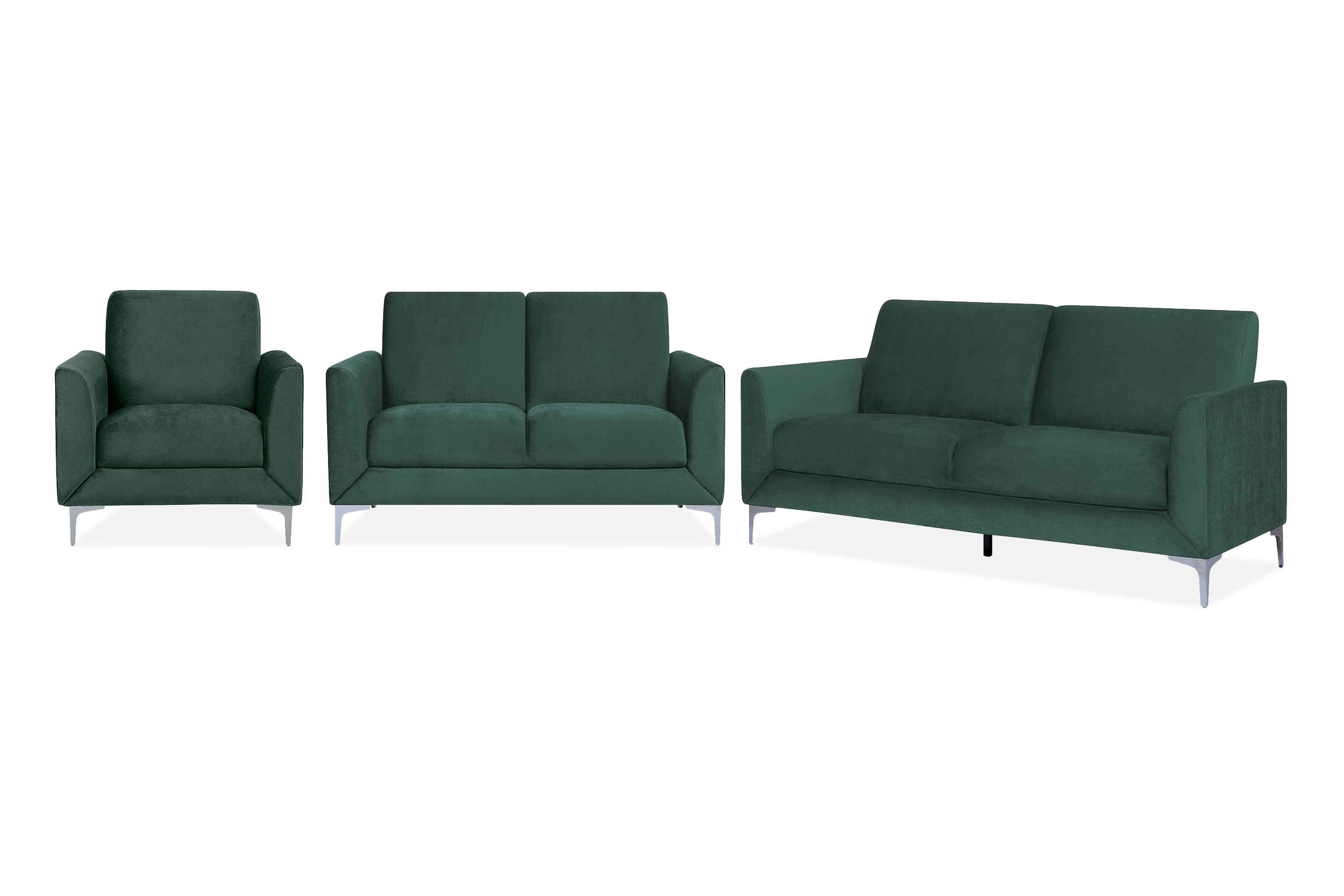 Soffgrupp 2-Sits-3-Sits-Fåtölj Fenes Grön