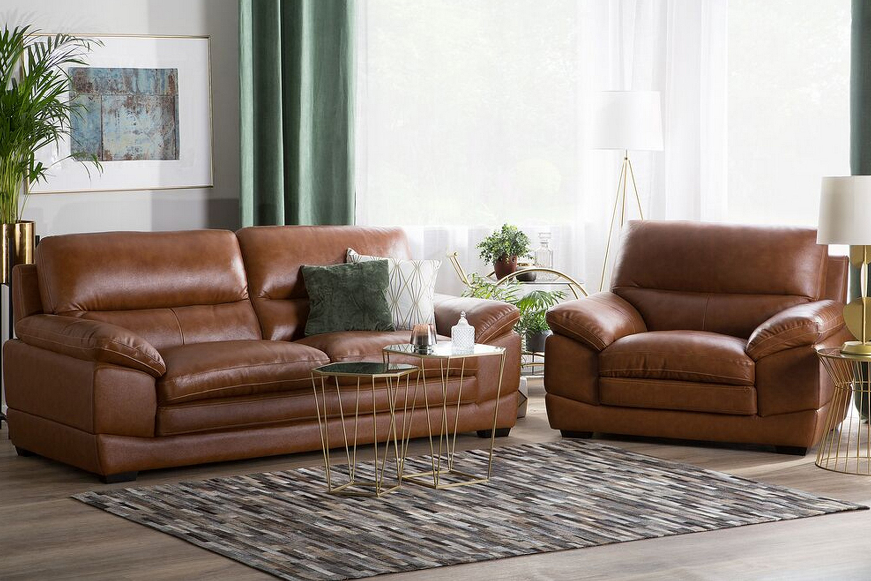 soffgrupp 3-sits+fåtölj horten - brun