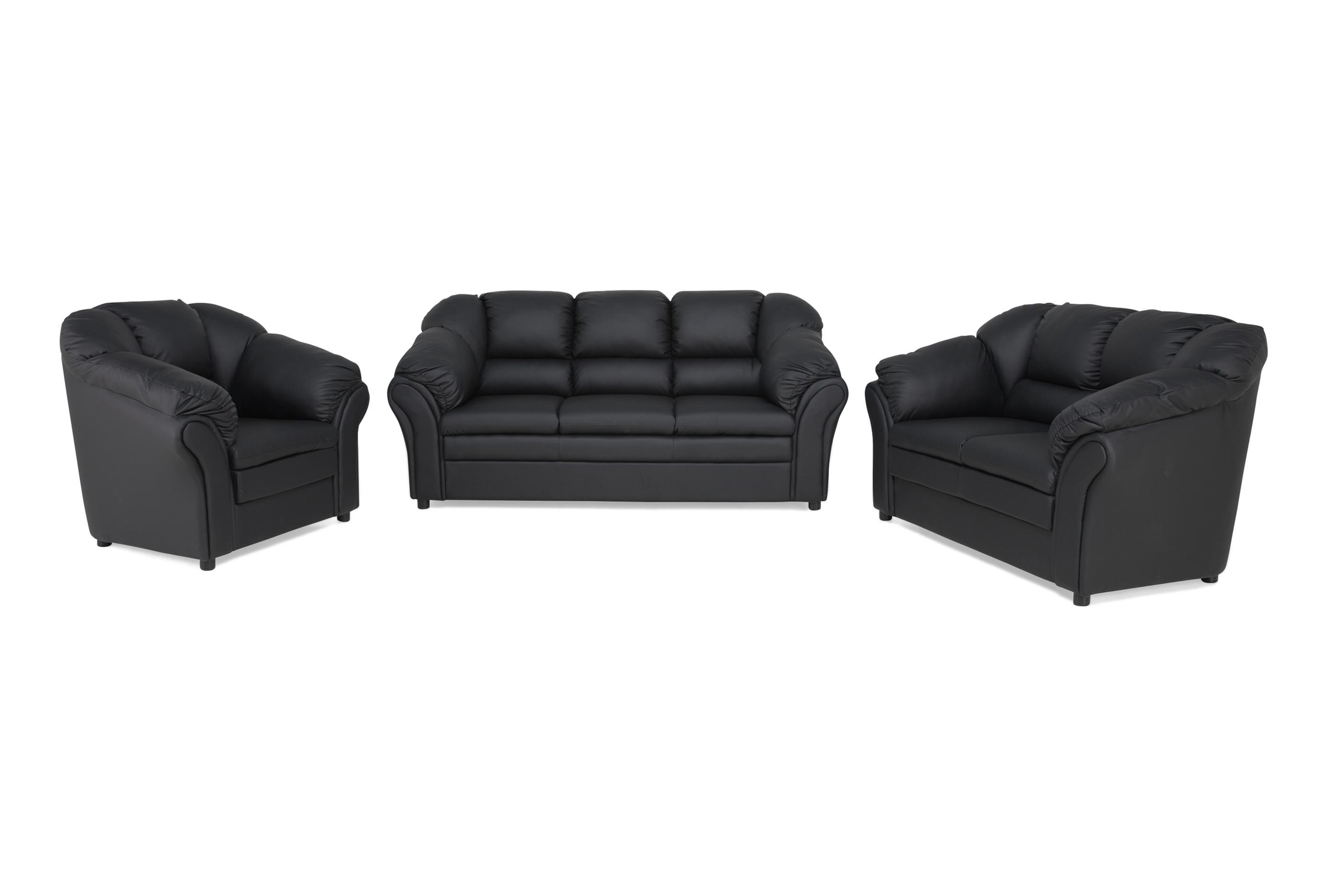 Soffgrupp Salvador 3-sits-2-sits-Fåtölj Konstläder Svart