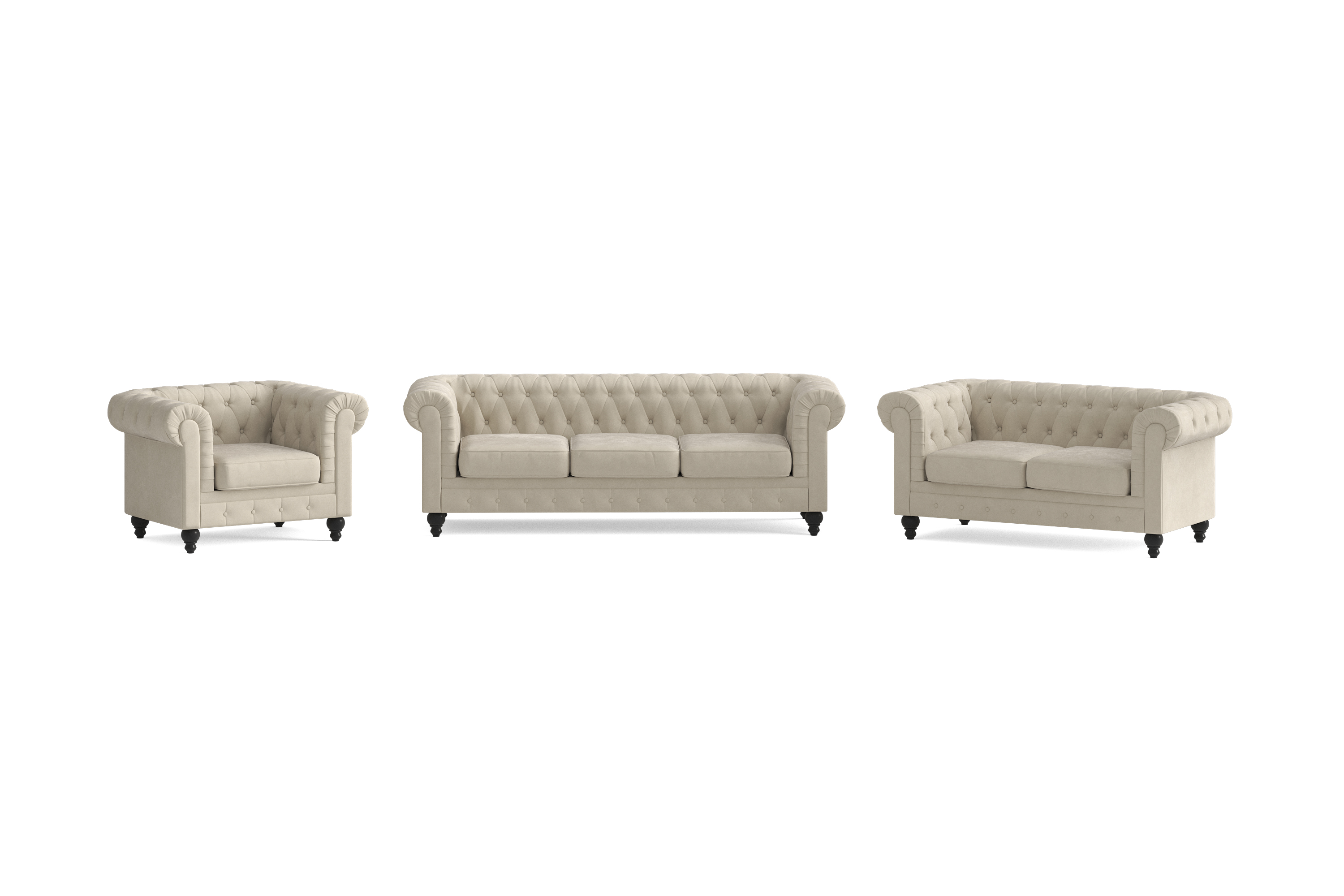 Soffgrupp Walton Lyx 3-sits-2-sits-Fåtölj Beige