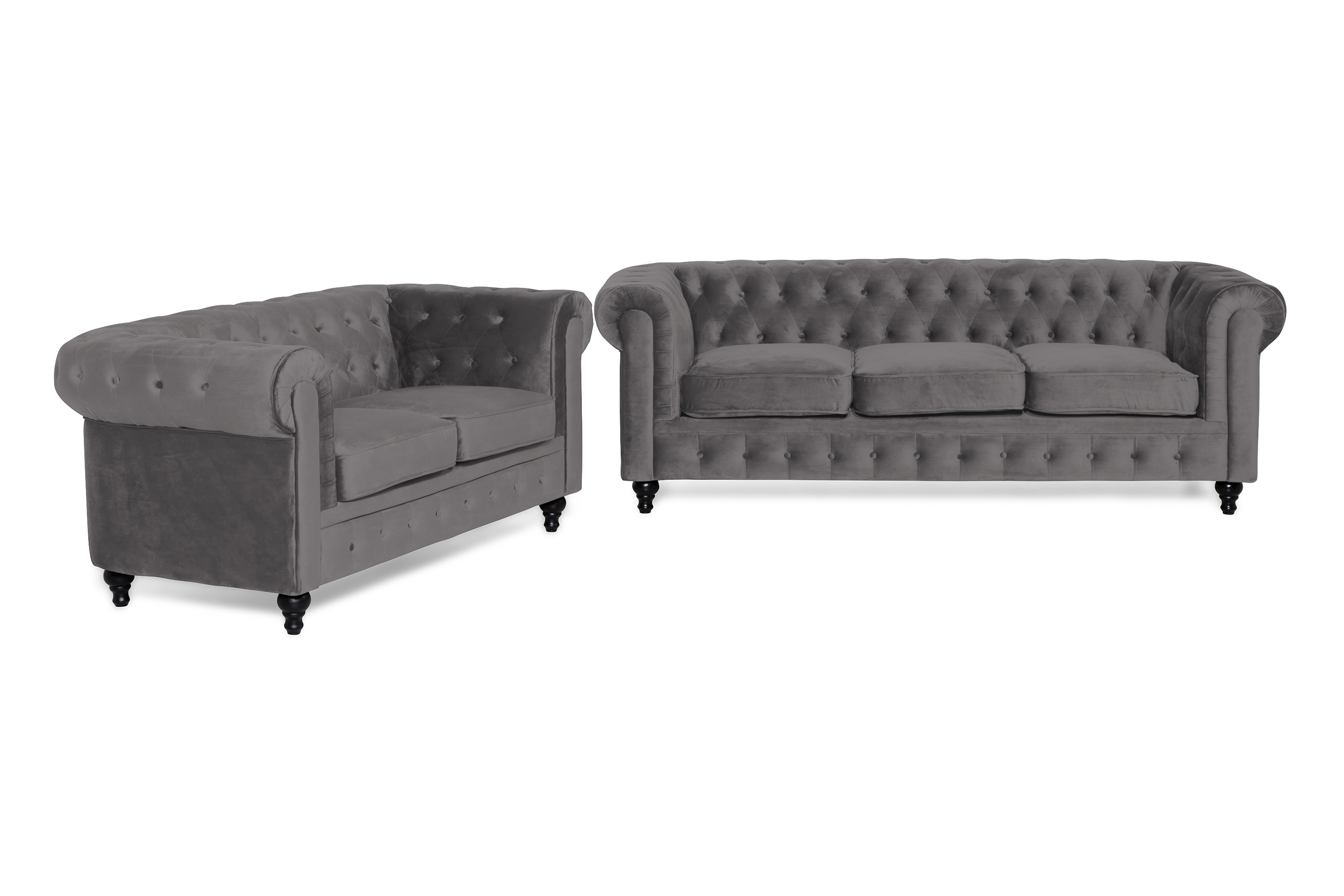 Soffgrupp Walton Lyx 3-sits-2-sits Sammet Mörkgrå