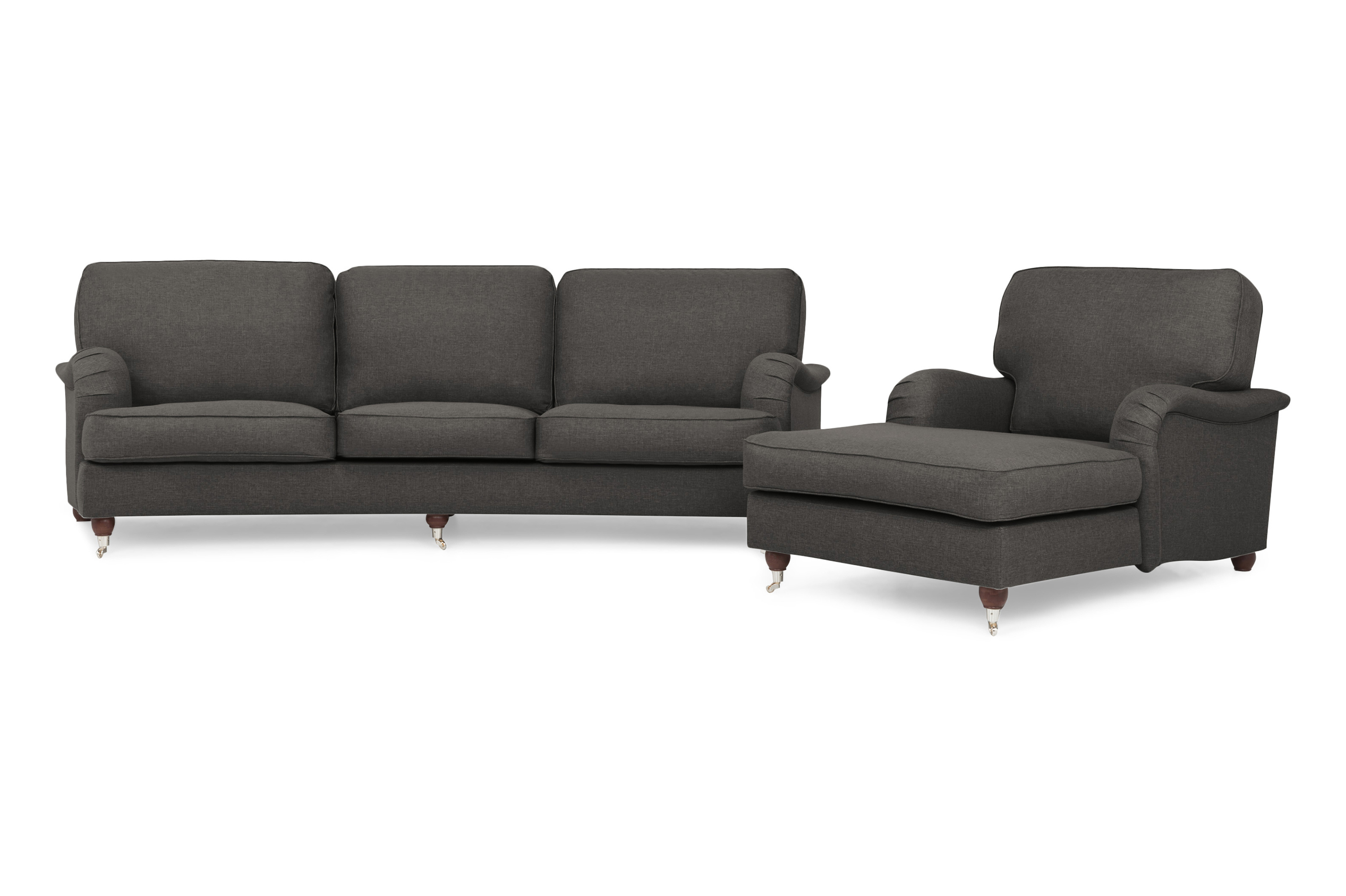Svängd Soffa Oxford 4-sits+Divanfåtölj - Mörkgrå