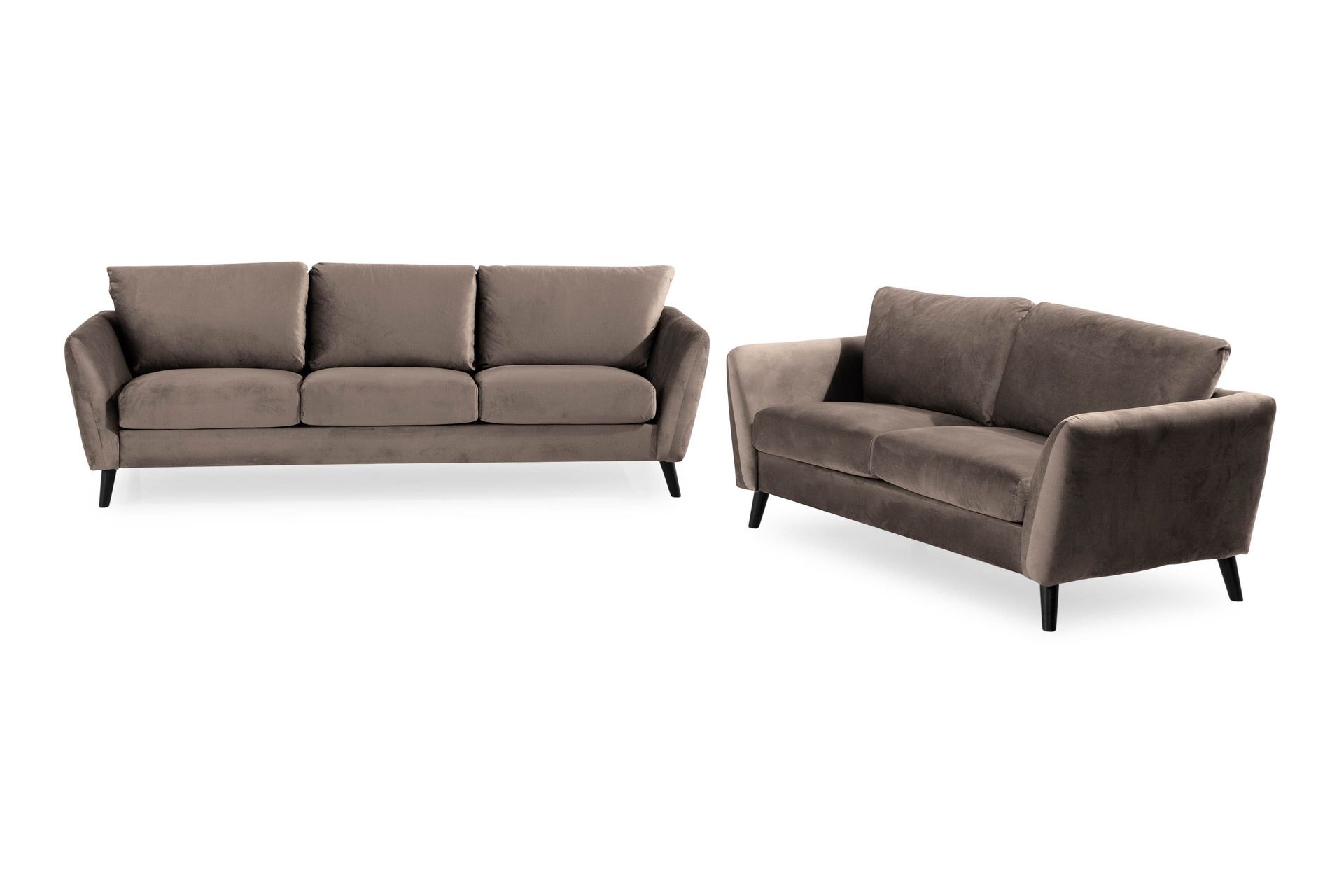 Trend Soffgrupp 3-sits + 2-sits Sammetssoffa - Brun