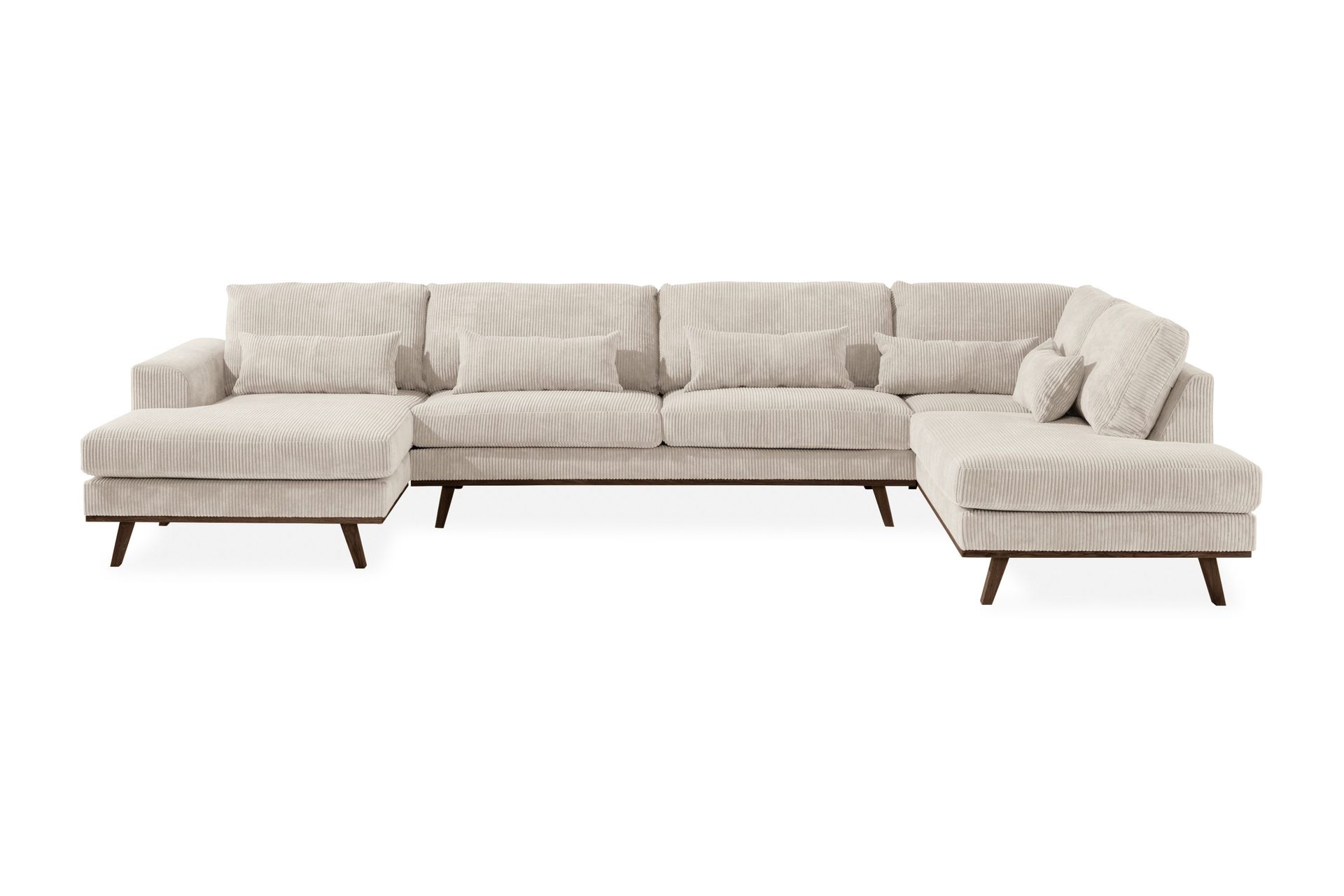 Copenhagen 5-sits H&ouml;gerv&auml;nd U-formad Large Soffa med Divan och Sch&auml;slong i Manchester - Beige