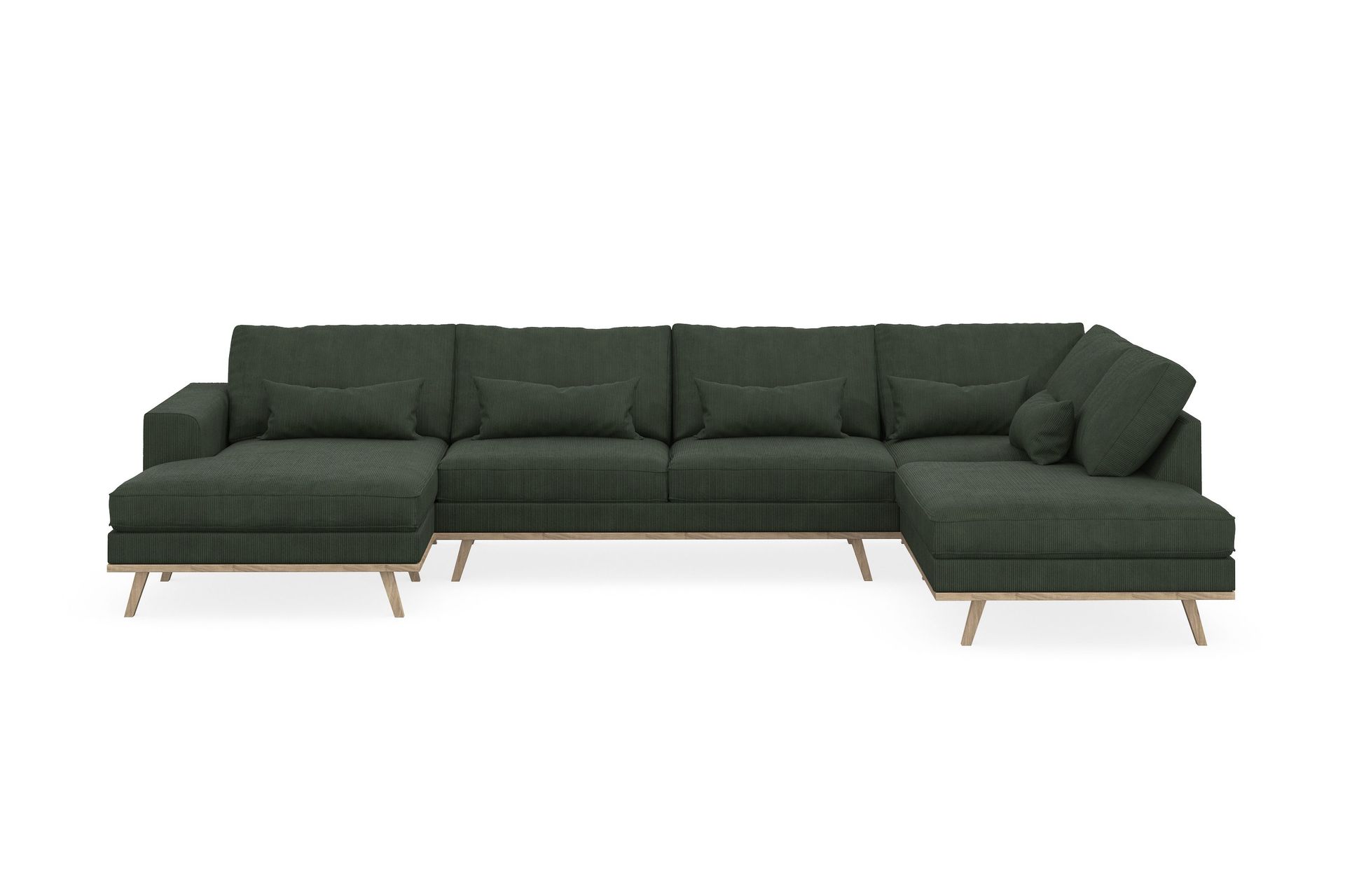 Copenhagen 5-sits H&ouml;gerv&auml;nd U-formad Soffa med Divan och Sch&auml;slong i Manchester - M&ouml;rkgr&ouml;n