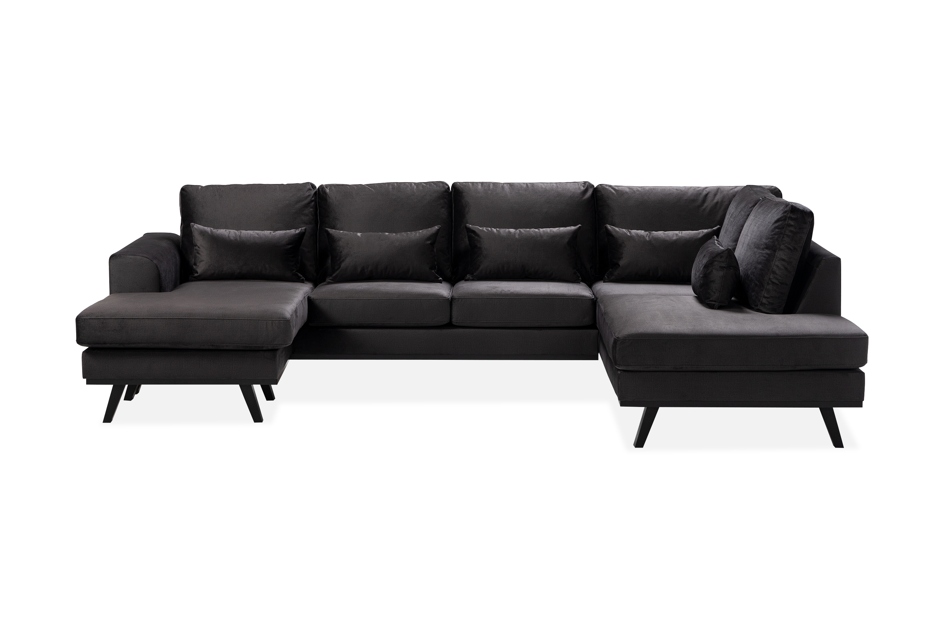 Copenhagen Compact 4-sits Högervänd U-formad Large Soffa med Divan och Schäslong i Sammet Mörkgrå