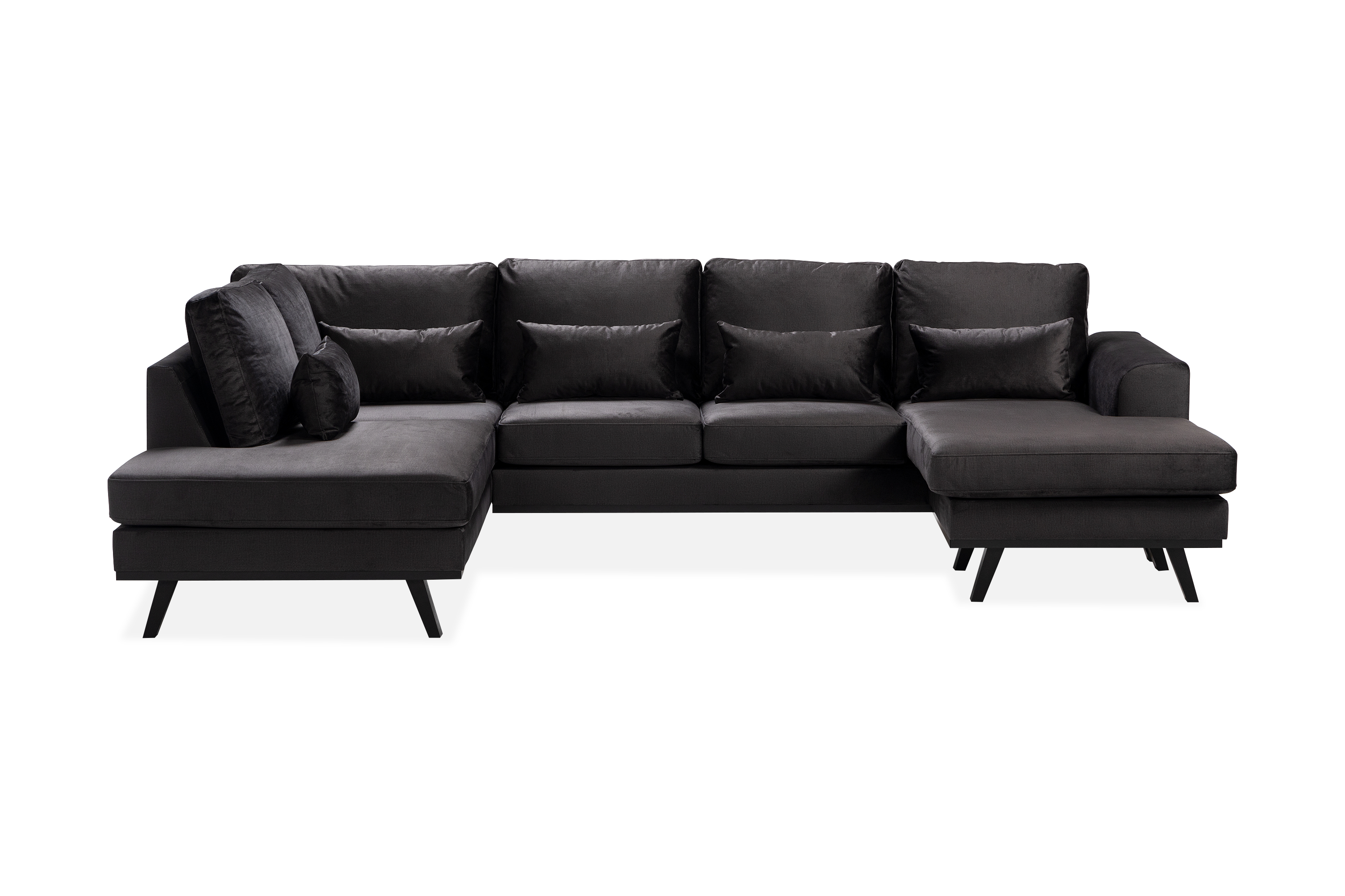 Copenhagen Compact 4-sits Vänstervänd U-formad Large Soffa med Divan och Schäslong i Sammet Mörkgrå