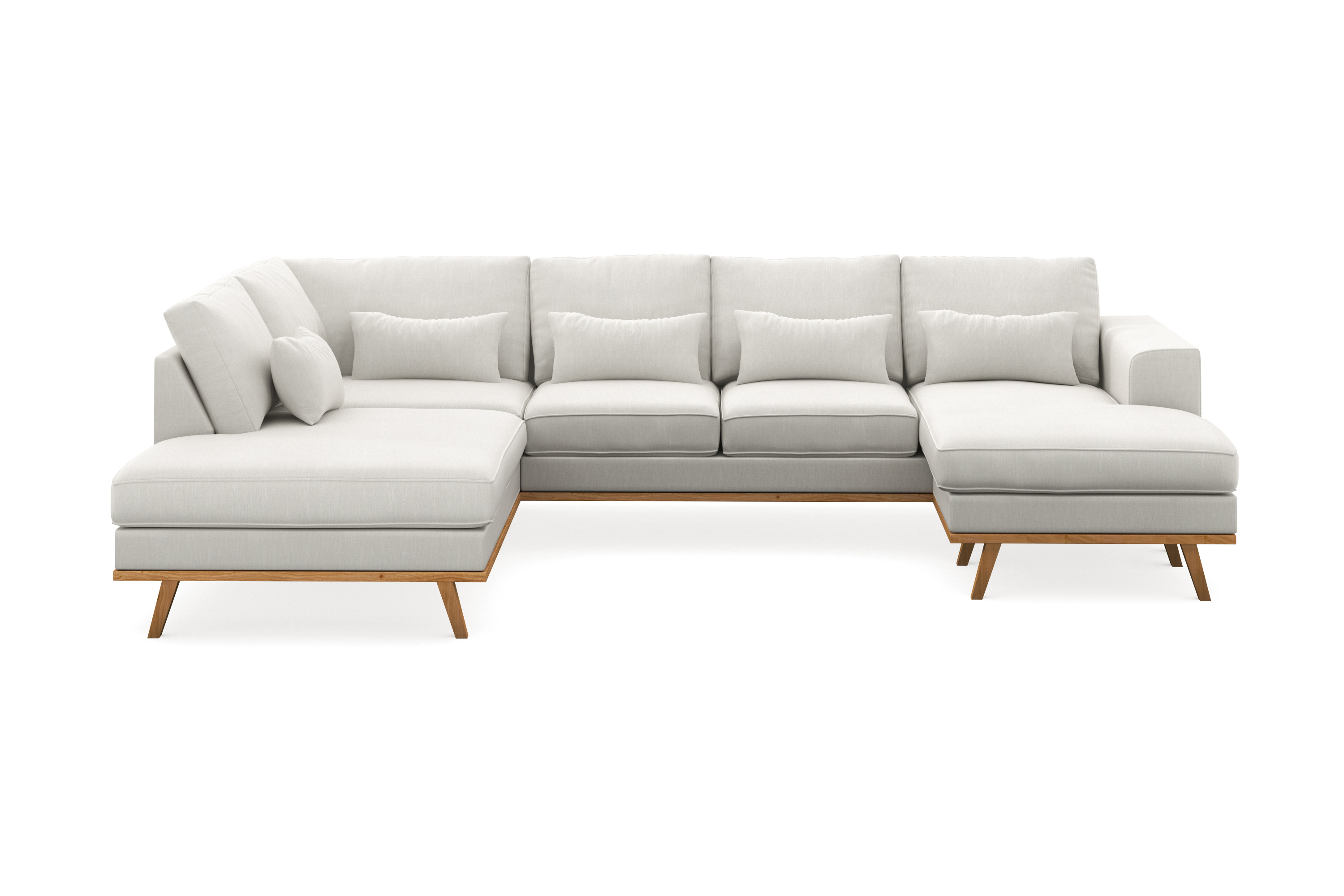 Copenhagen Compact 4-sits Vänstervänd U-formad Soffa med Divan och Schäslong i Tyg Ljusgrå