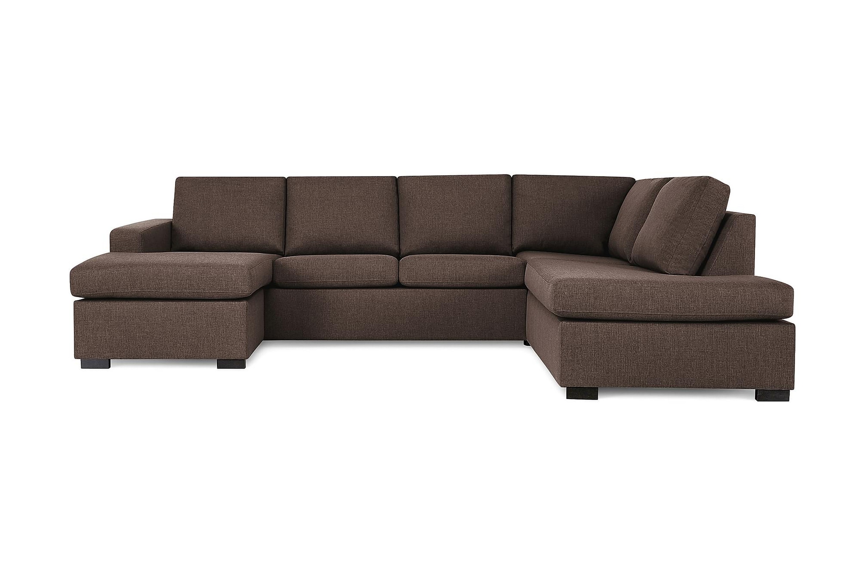 Crazy 4-sits Högervänd U-formad Large Soffa med Divan och Schäslong i Tyg Brun