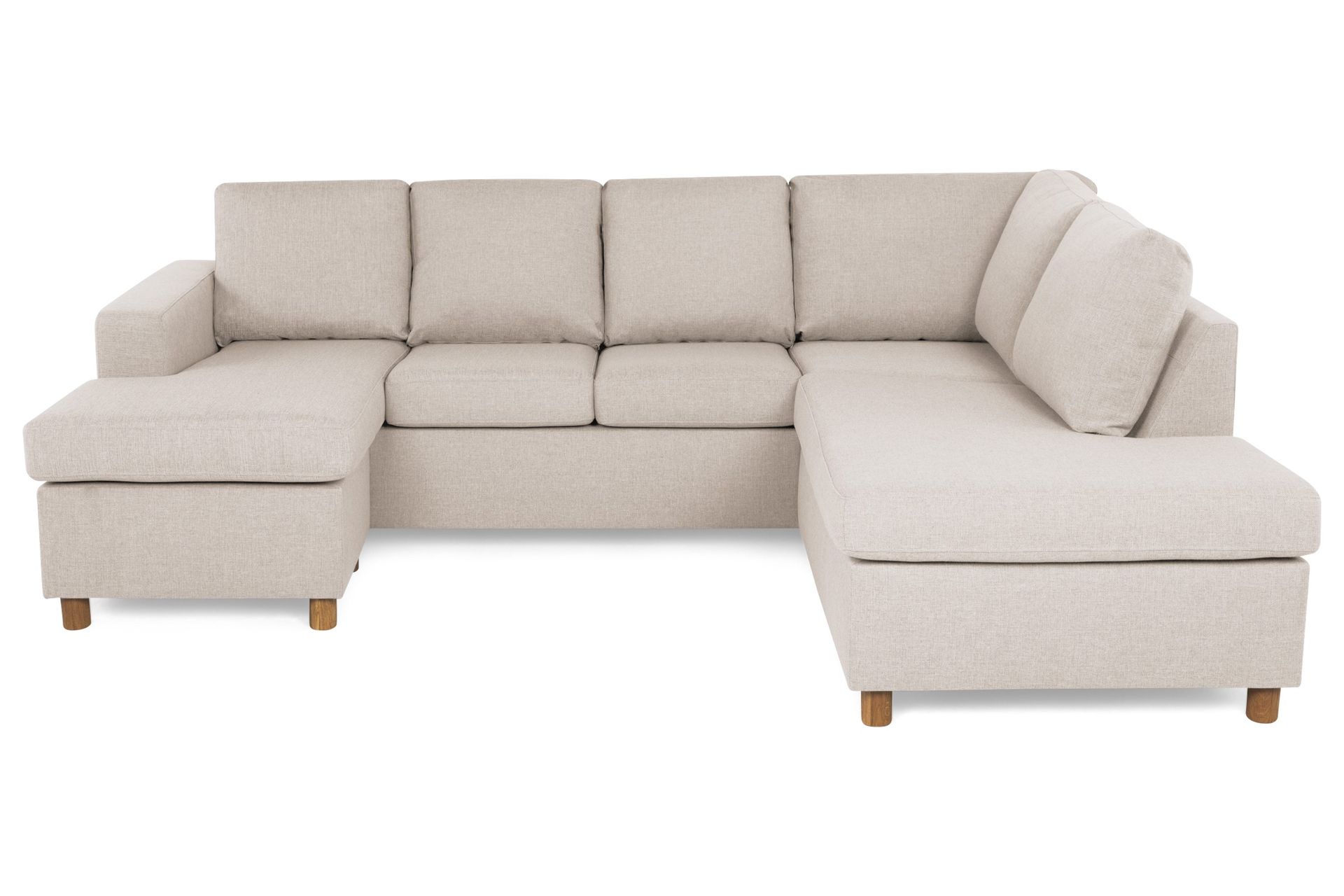 Crazy 4-sits H&ouml;gerv&auml;nd U-formad Small Soffa med Divan och Sch&auml;slong i Tyg - Beige