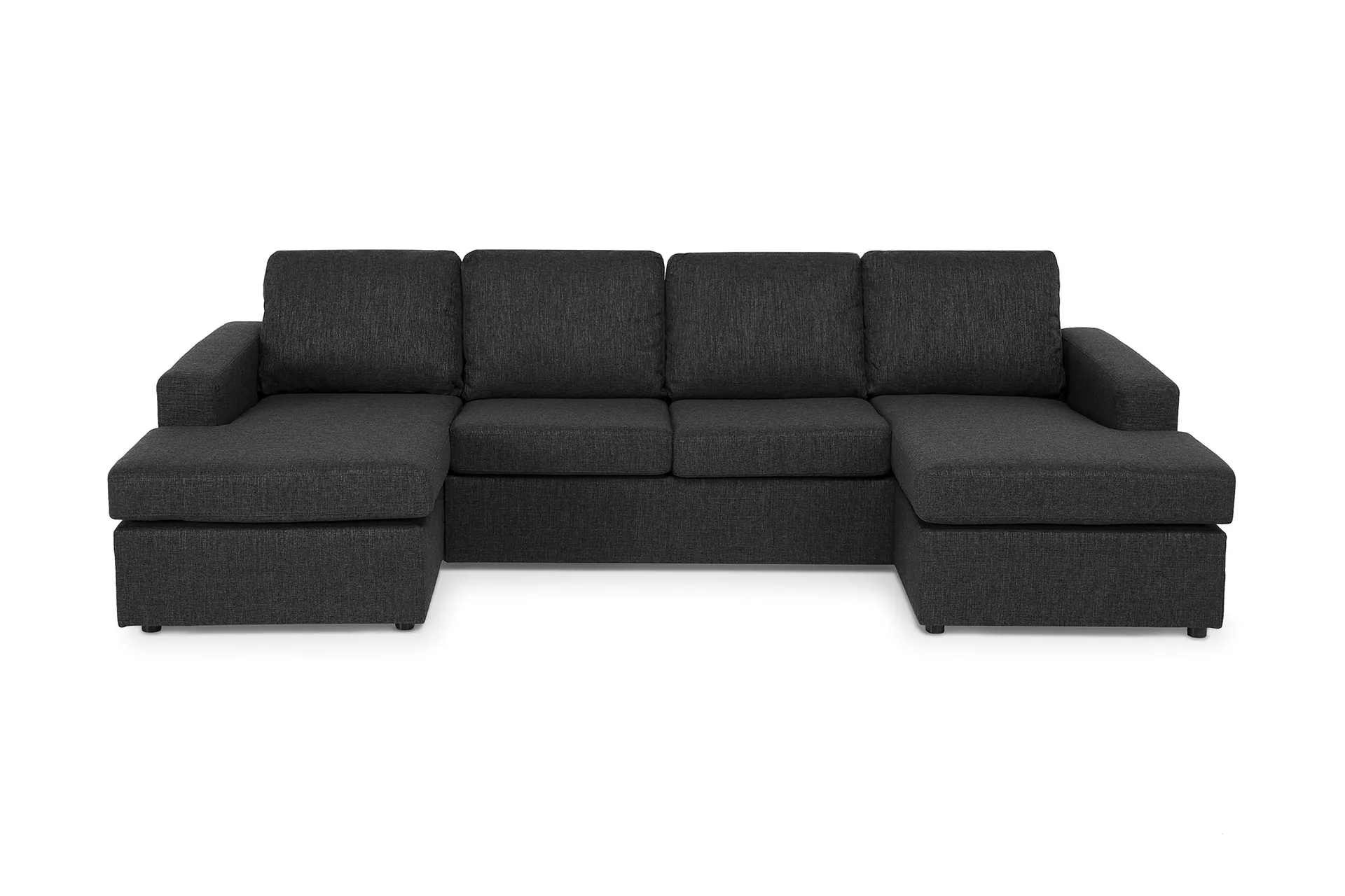 Crazy 4-sits U-formad soffa med dubbeldivan i antracitgrått tyg