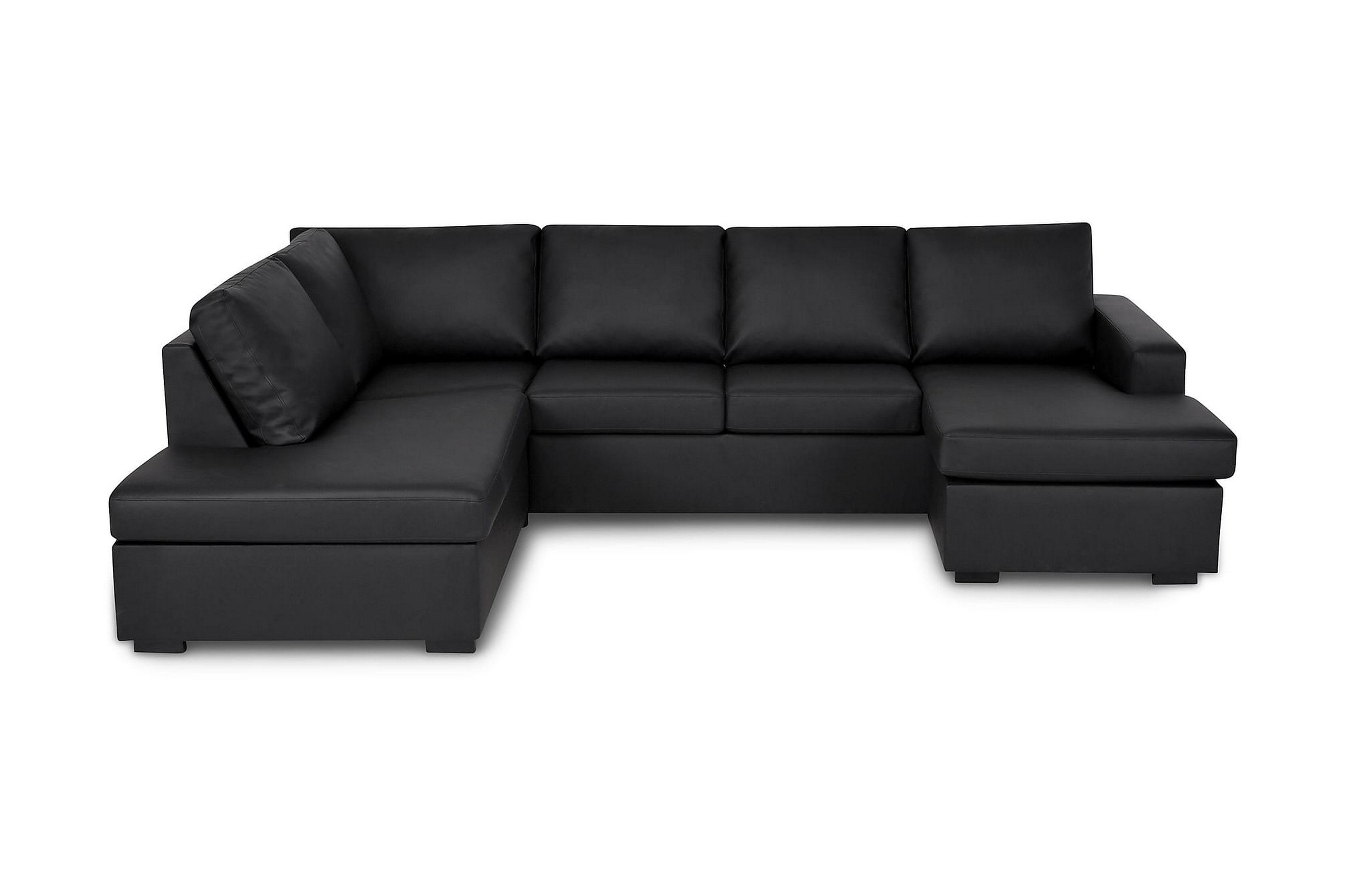 Crazy 4-sits Vänstervänd U-formad Large Soffa med Divan och Schäslong i Konstläder Svart
