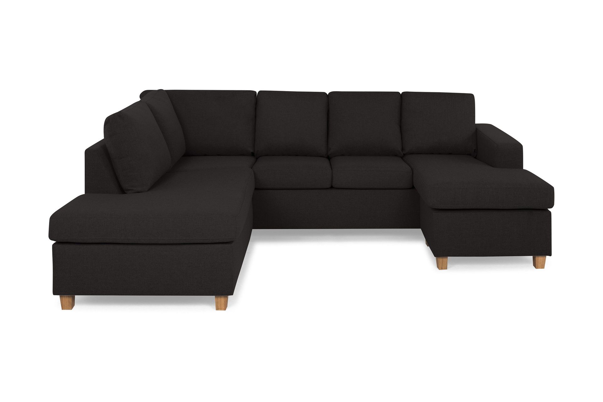 Crazy 4-sits V&auml;nsterv&auml;nd U-formad Large Soffa med Divan och Sch&auml;slong i Tyg - Antracit
