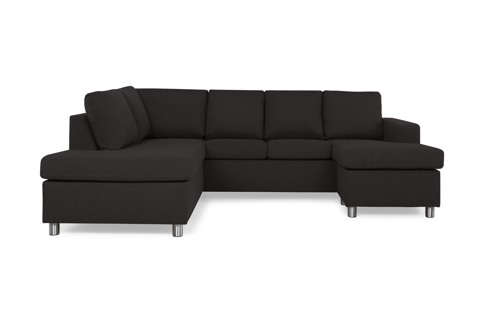 Crazy 4-sits V&auml;nsterv&auml;nd U-formad Large Soffa med Divan och Sch&auml;slong i Tyg - Antracit