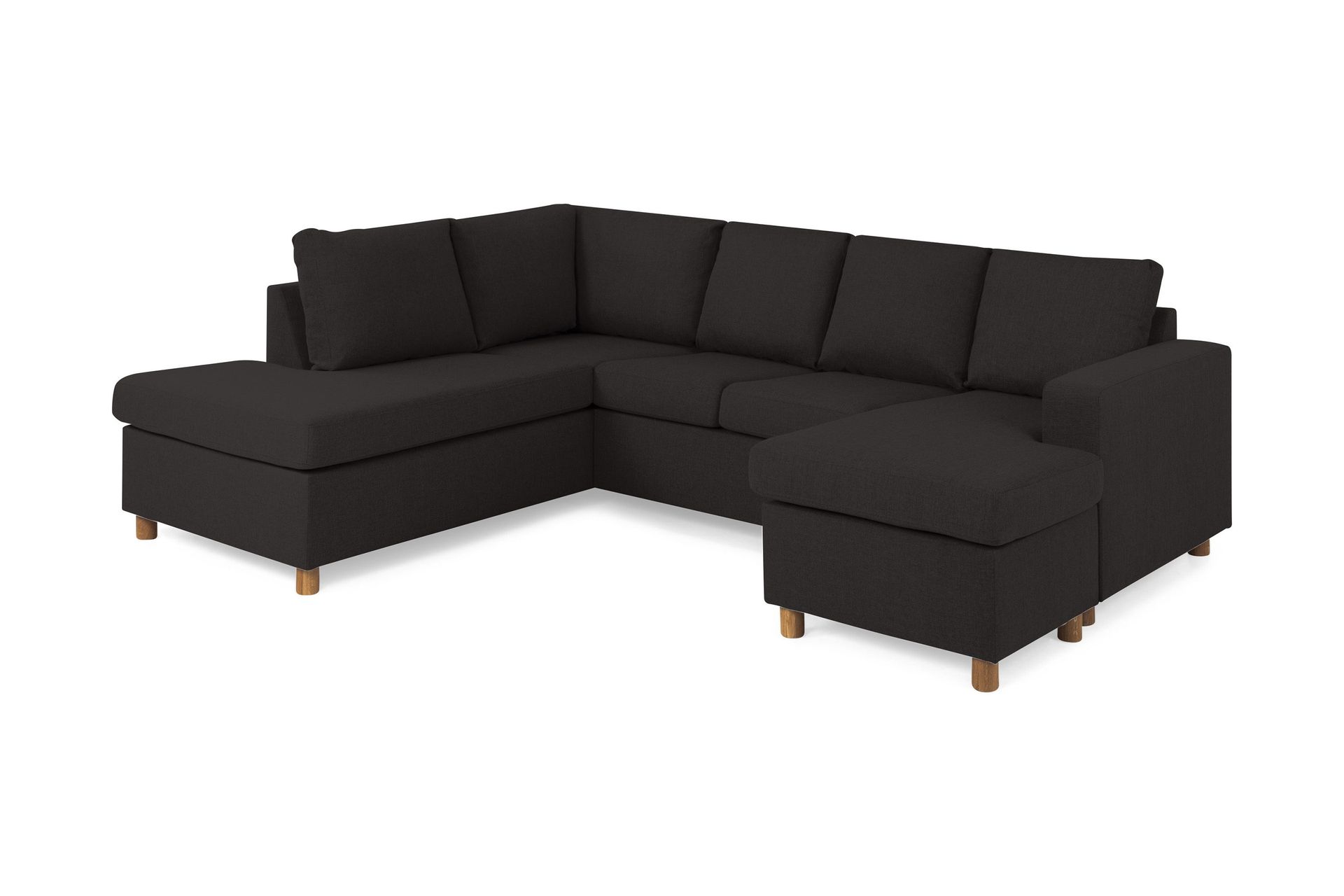 Crazy 4-sits V&auml;nsterv&auml;nd U-formad Large Soffa med Divan och Sch&auml;slong i Tyg - Antracit