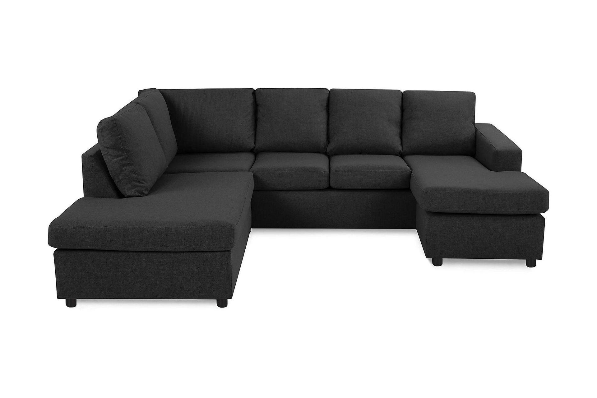 Crazy 4-sits V&auml;nsterv&auml;nd U-formad Large Soffa med Divan och Sch&auml;slong i Tyg - Antracit