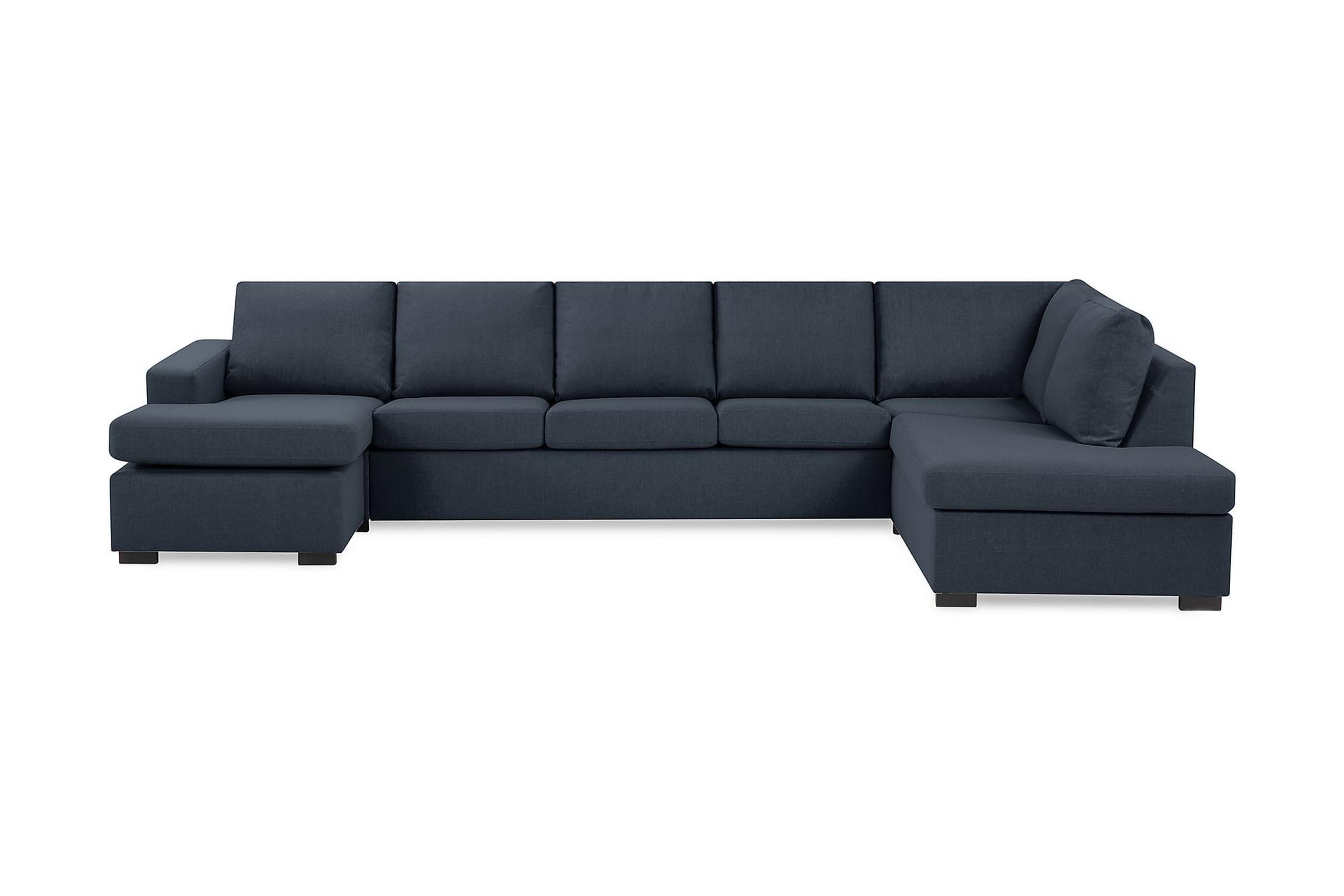 Crazy 5-sits Högervänd U-formad X-Large Soffa med Divan och Schäslong i Tyg Blå
