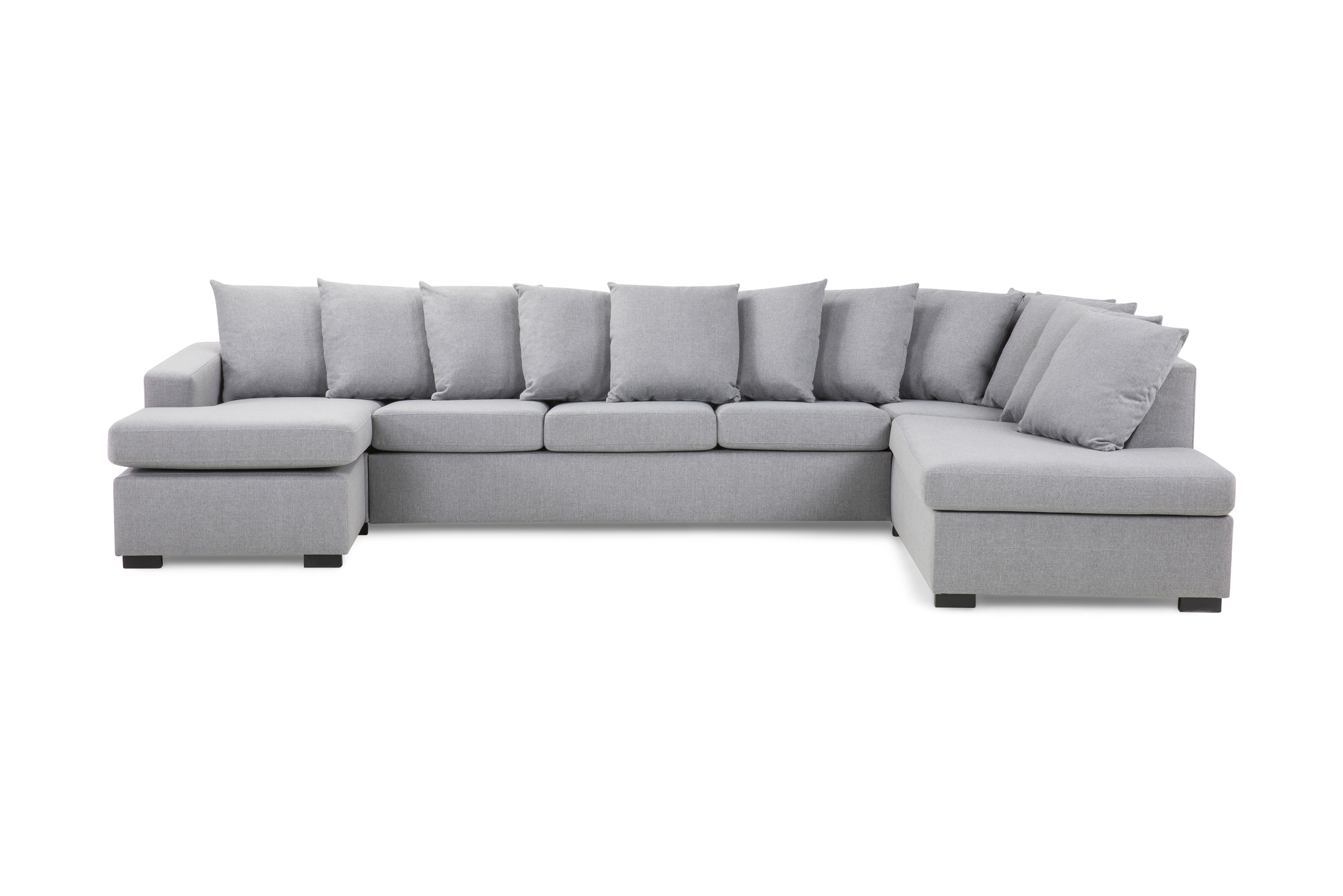 Crazy 5-sits Högervänd U-formad X-Large Soffa med Divan och Schäslong i Tyg inkl Kuvertkuddar Grå