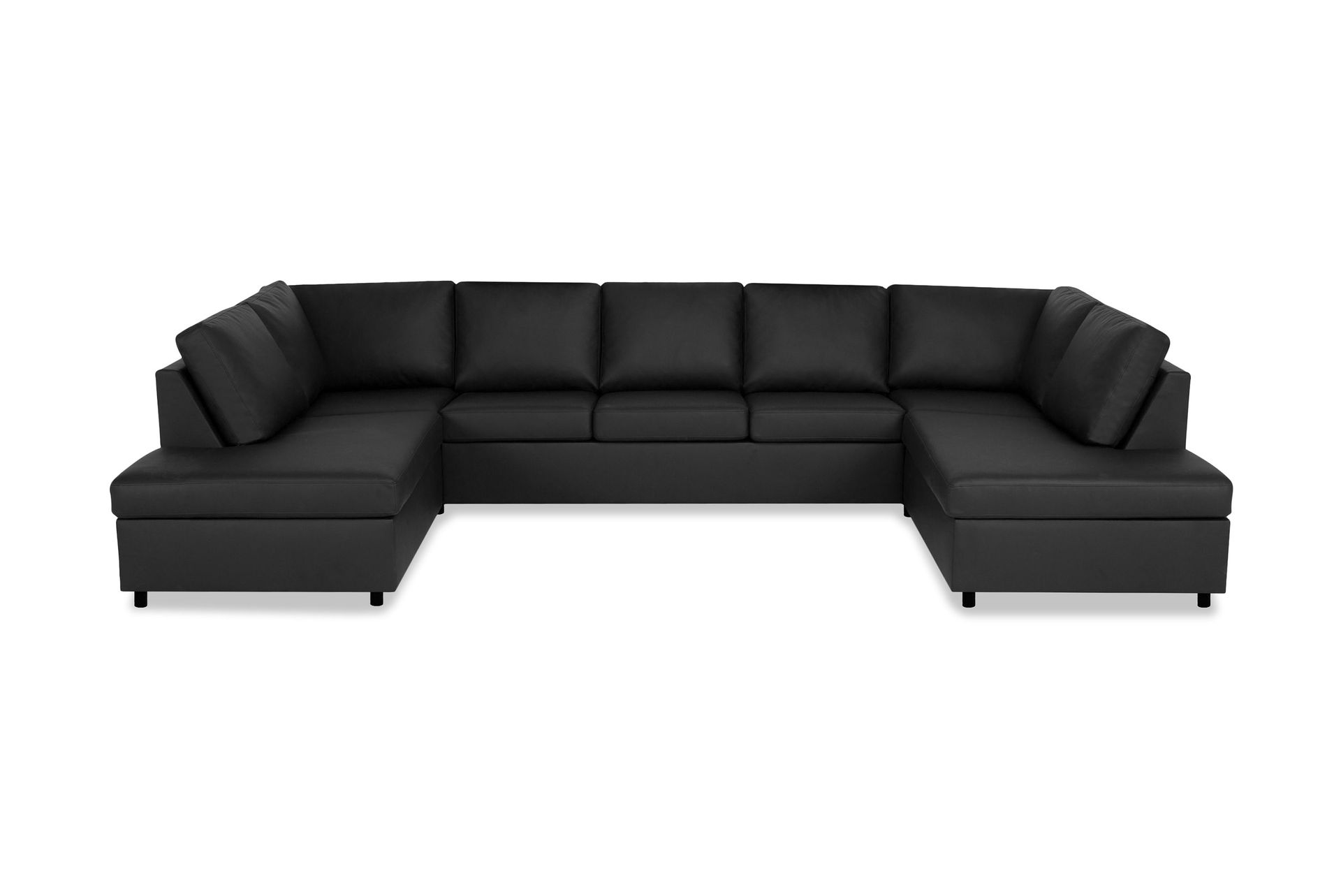 Crazy 5-sits U-formad Soffa med dubbelsch&auml;slong i Konstl&auml;der - Svart