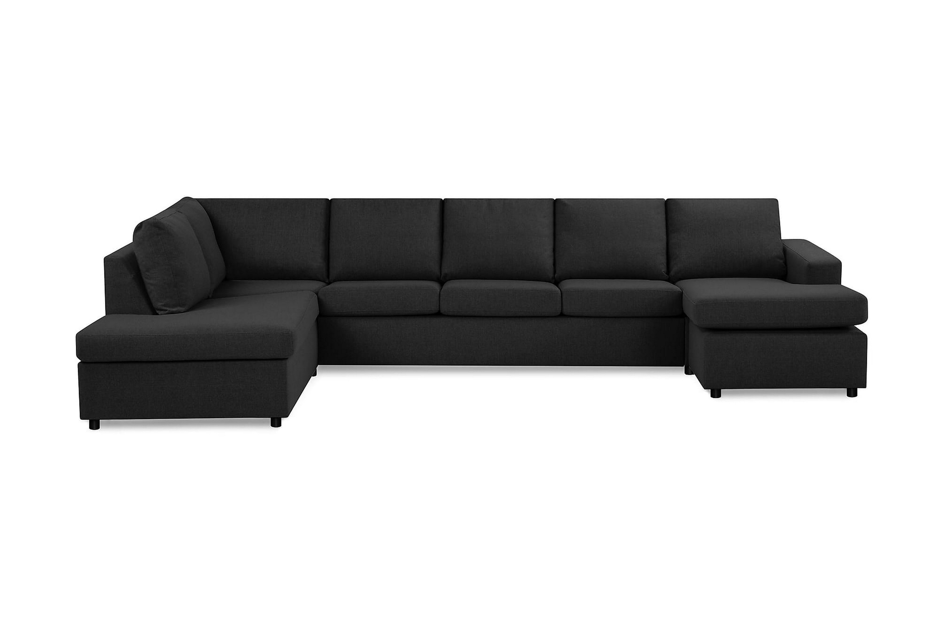 Crazy 5-sits Vänstervänd U-formad X-Large Soffa med Divan och Schäslong i Tyg Antracit