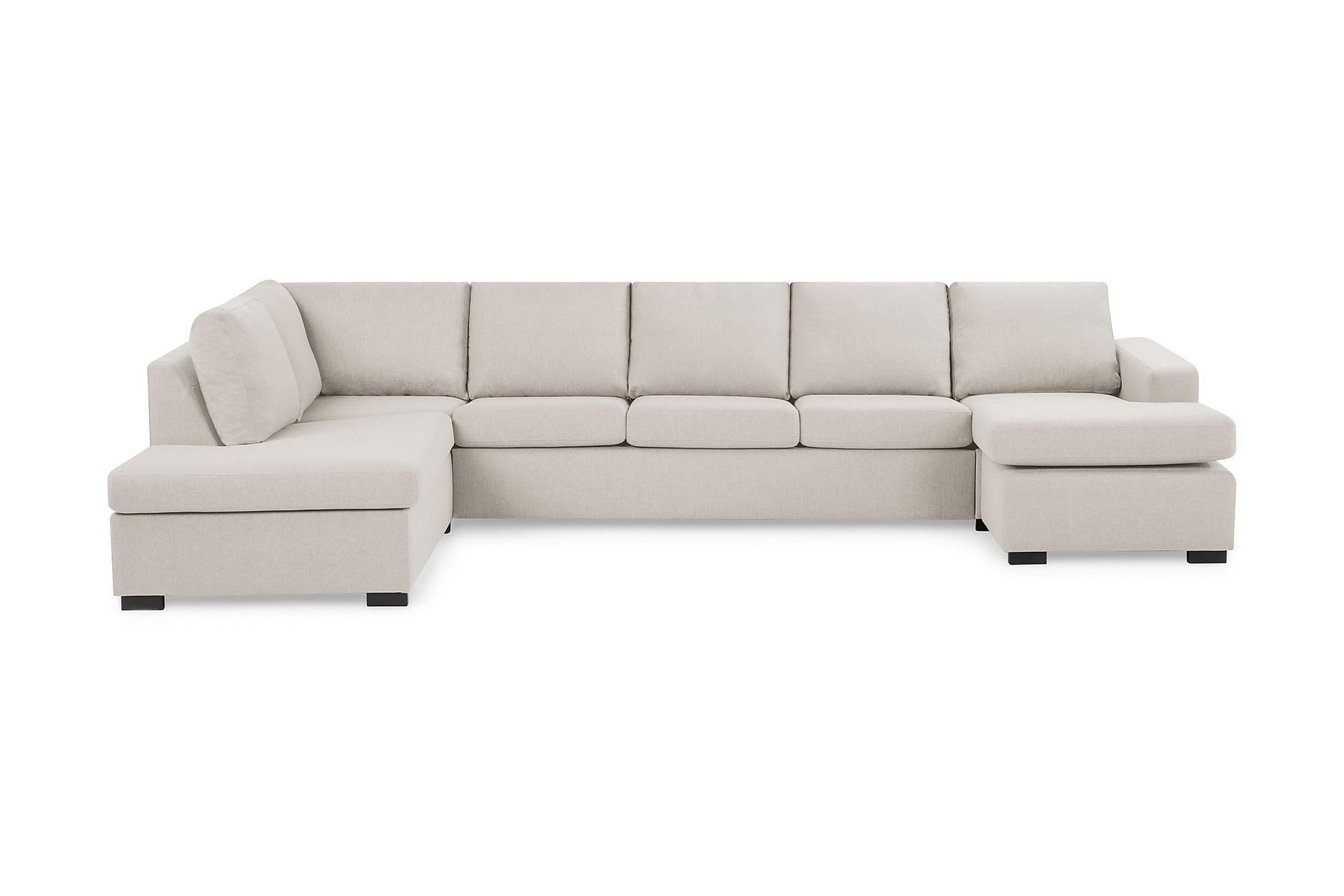 Crazy 5-sits Vänstervänd U-formad X-Large Soffa med Divan och Schäslong i Tyg Beige