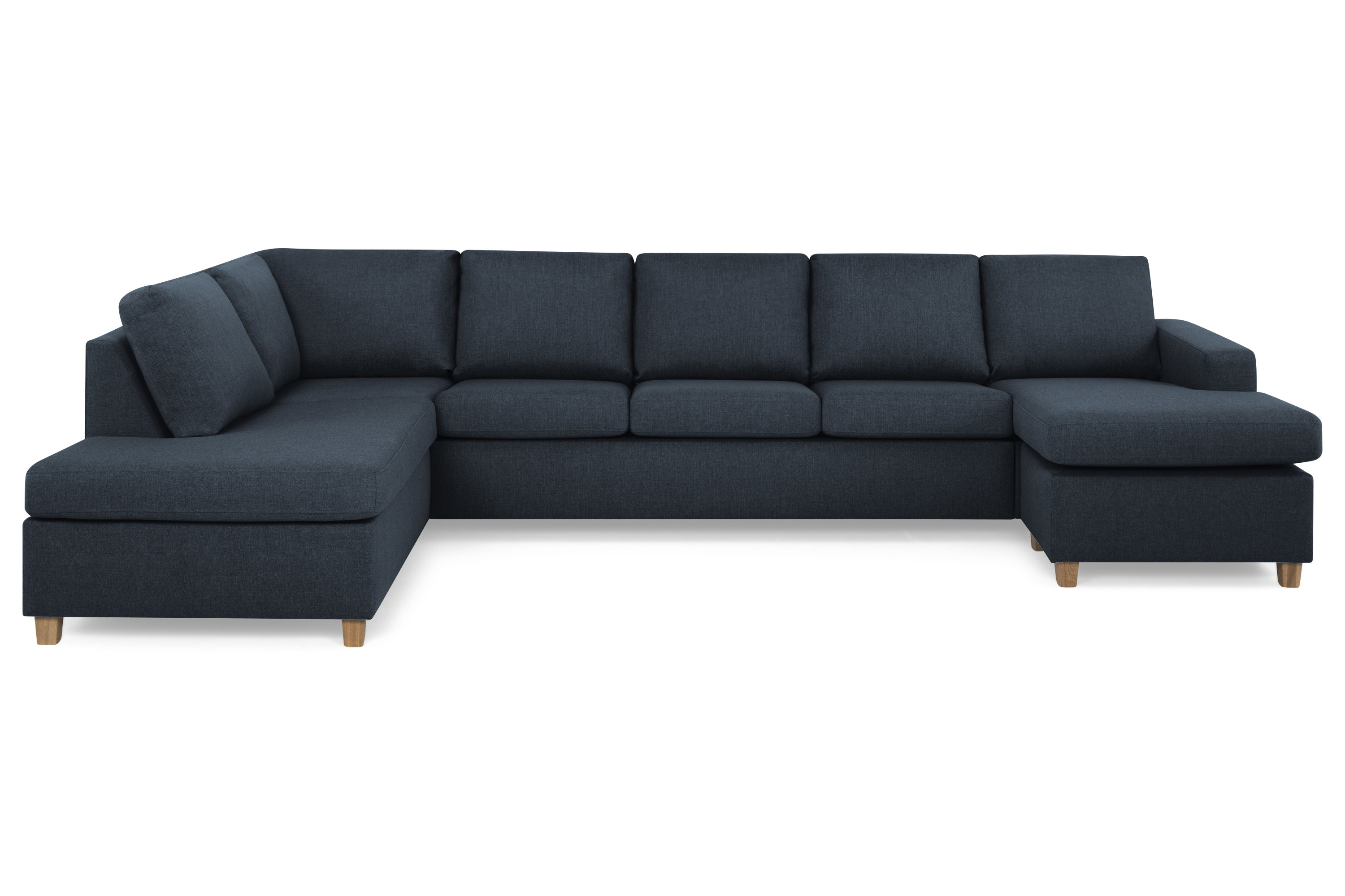 Crazy 5-sits Vänstervänd U-formad X-Large Soffa med Divan och Schäslong i Tyg Blå