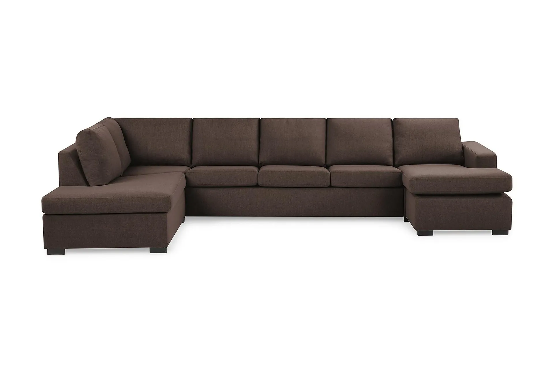 Crazy 5-sits V&auml;nsterv&auml;nd U-formad X-Large Soffa med Divan och Sch&auml;slong i Tyg - Brun