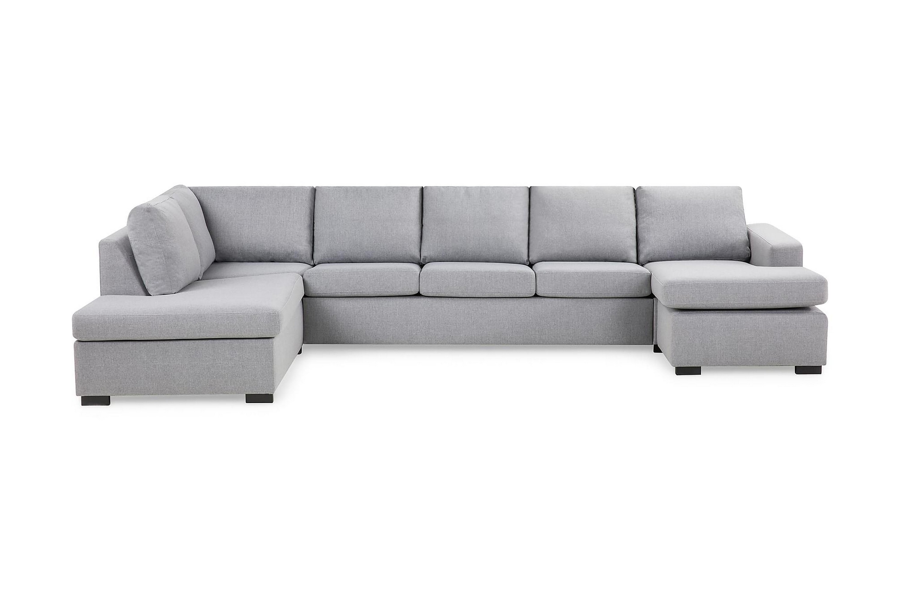 Crazy 5-sits Vänstervänd U-formad X-Large Soffa med Divan och Schäslong i Tyg Grå