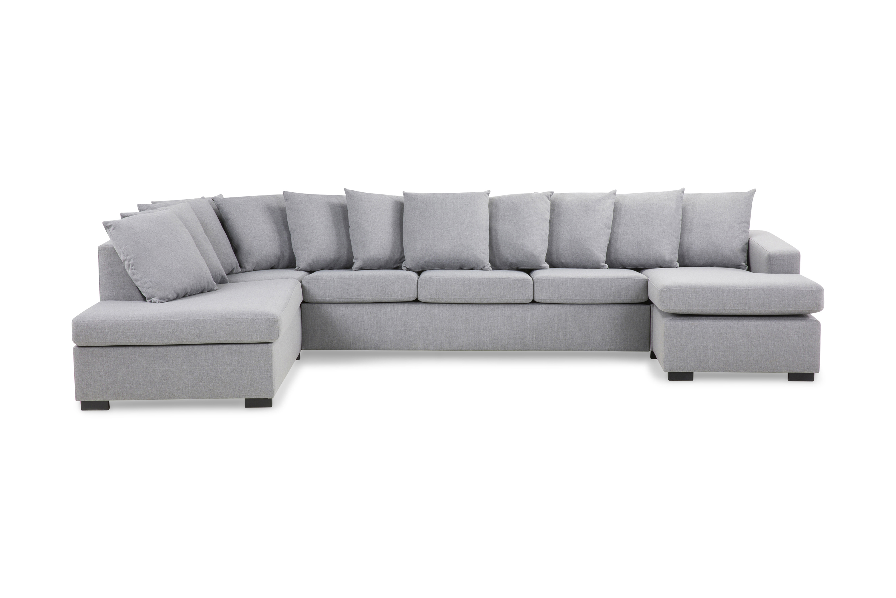 Crazy 5-sits Vänstervänd U-formad X-Large Soffa med Divan och Schäslong i Tyg inkl Kuvertkuddar Grå