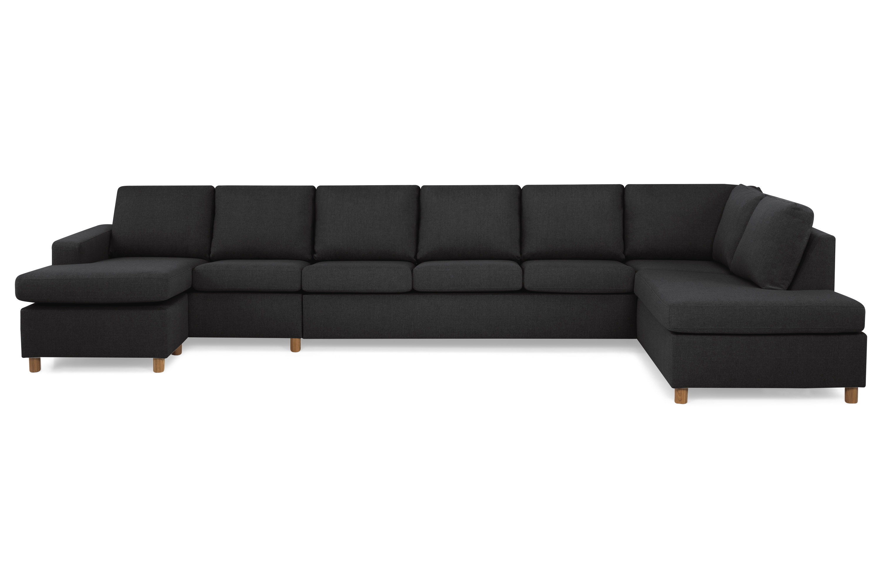 Crazy 6-sits Högervänd U-formad XX-Large Soffa med Divan och Schäslong i Tyg Antracit