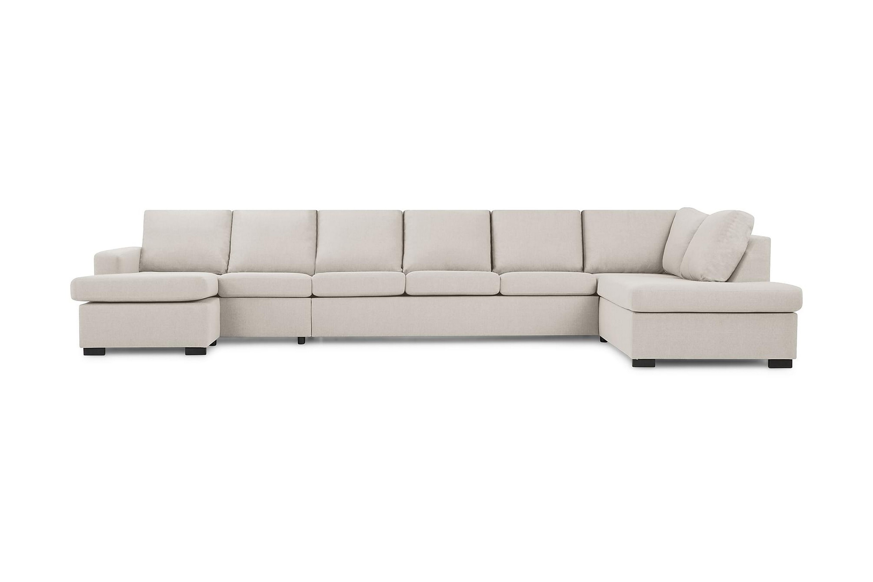 Crazy 6-sits Högervänd U-formad XX-Large Soffa med Divan och Schäslong i Tyg Beige