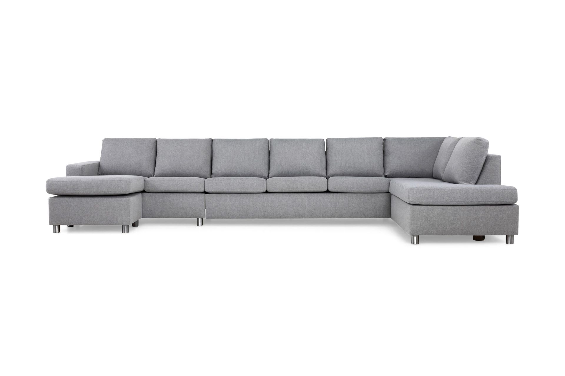 Crazy 6-sits H&ouml;gerv&auml;nd U-formad XX-Large Soffa med Divan och Sch&auml;slong i Tyg - Gr&aring;