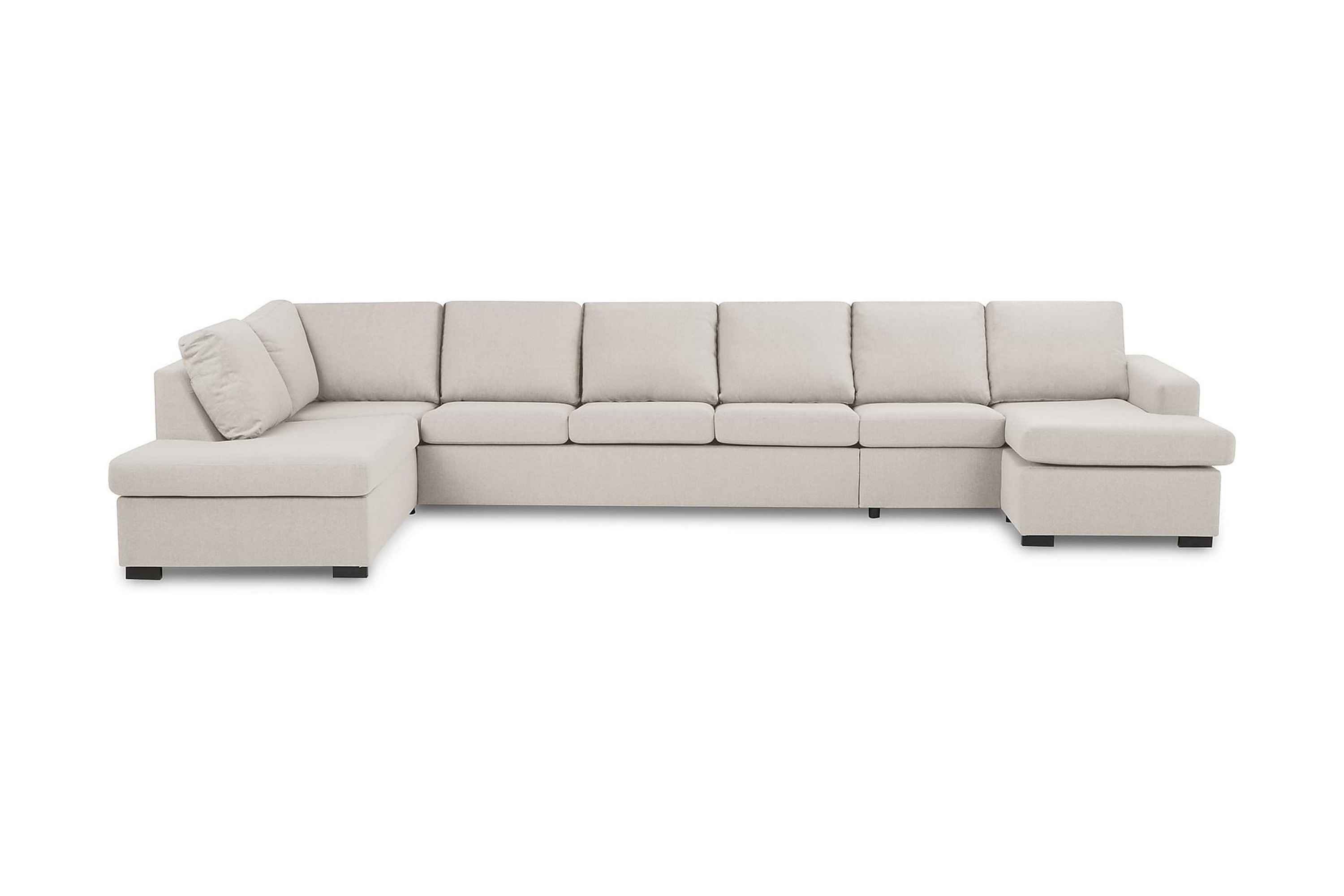 crazy 6-sits vänstervänd u-formad xx-large soffa med divan och schäslong i tyg - beige