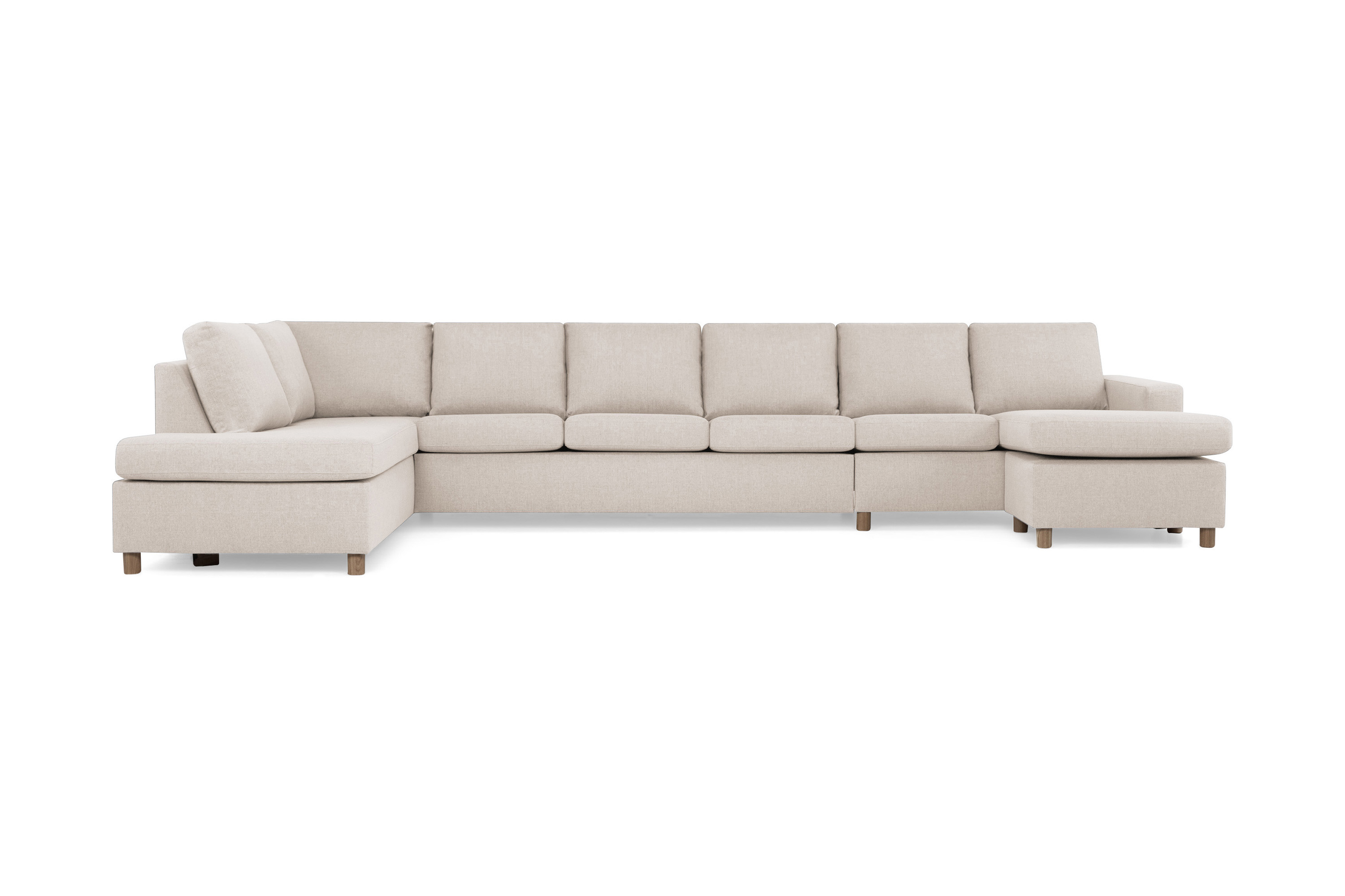 Crazy 6-sits Vänstervänd U-formad XX-Large Soffa med Divan och Schäslong i Tyg Beige