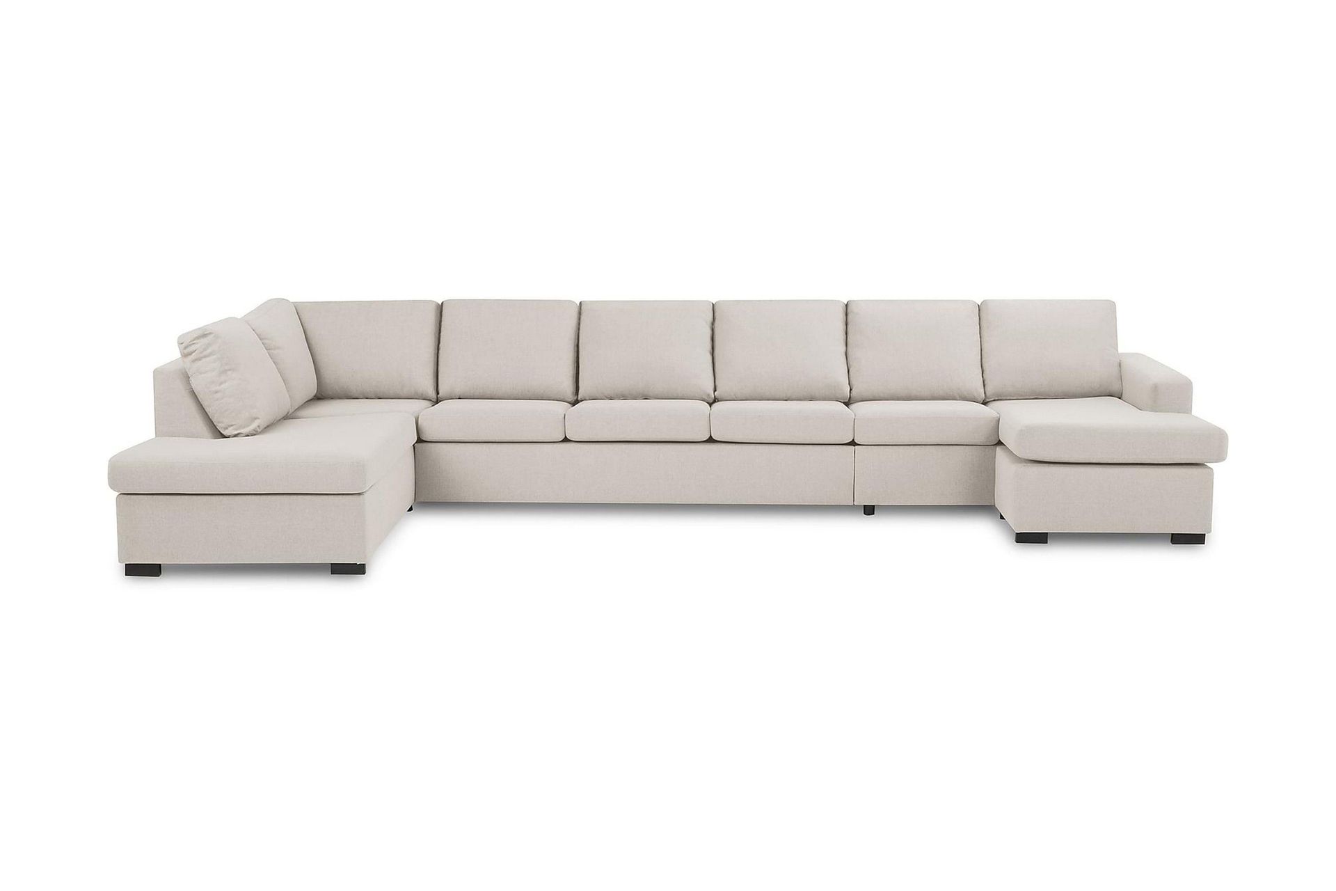 crazy 6-sits vänstervänd u-formad xx-large soffa med divan och schäslong i tyg - beige