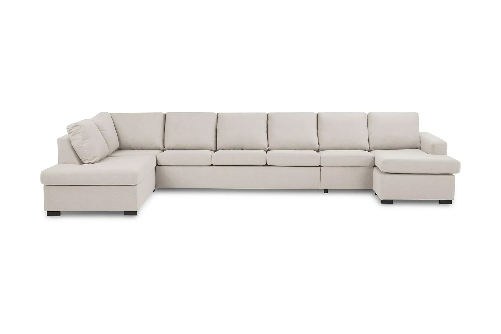 Crazy 6-sits V&auml;nsterv&auml;nd U-formad XX-Large Soffa med Divan och Sch&auml;slong i Tyg - Beige