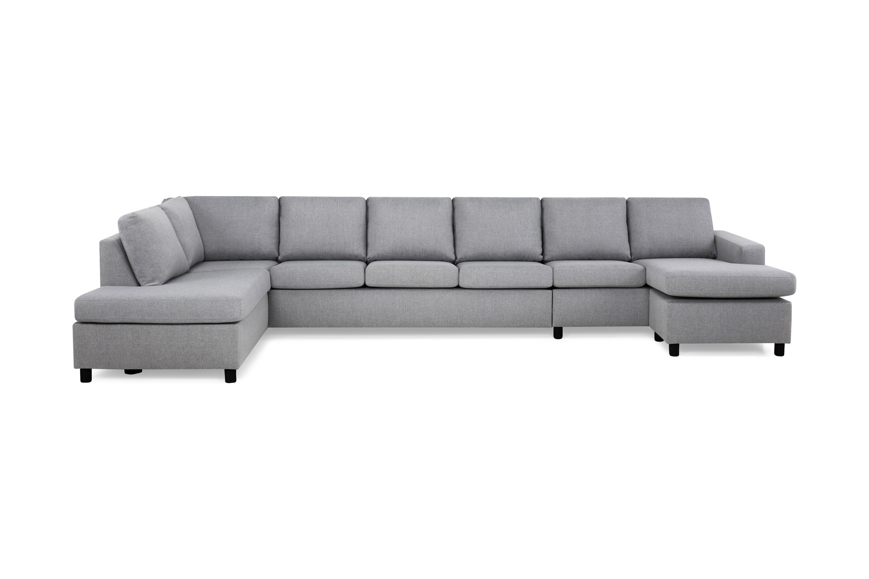 Crazy 6-sits Vänstervänd U-formad XX-Large Soffa med Divan och Schäslong i Tyg Grå