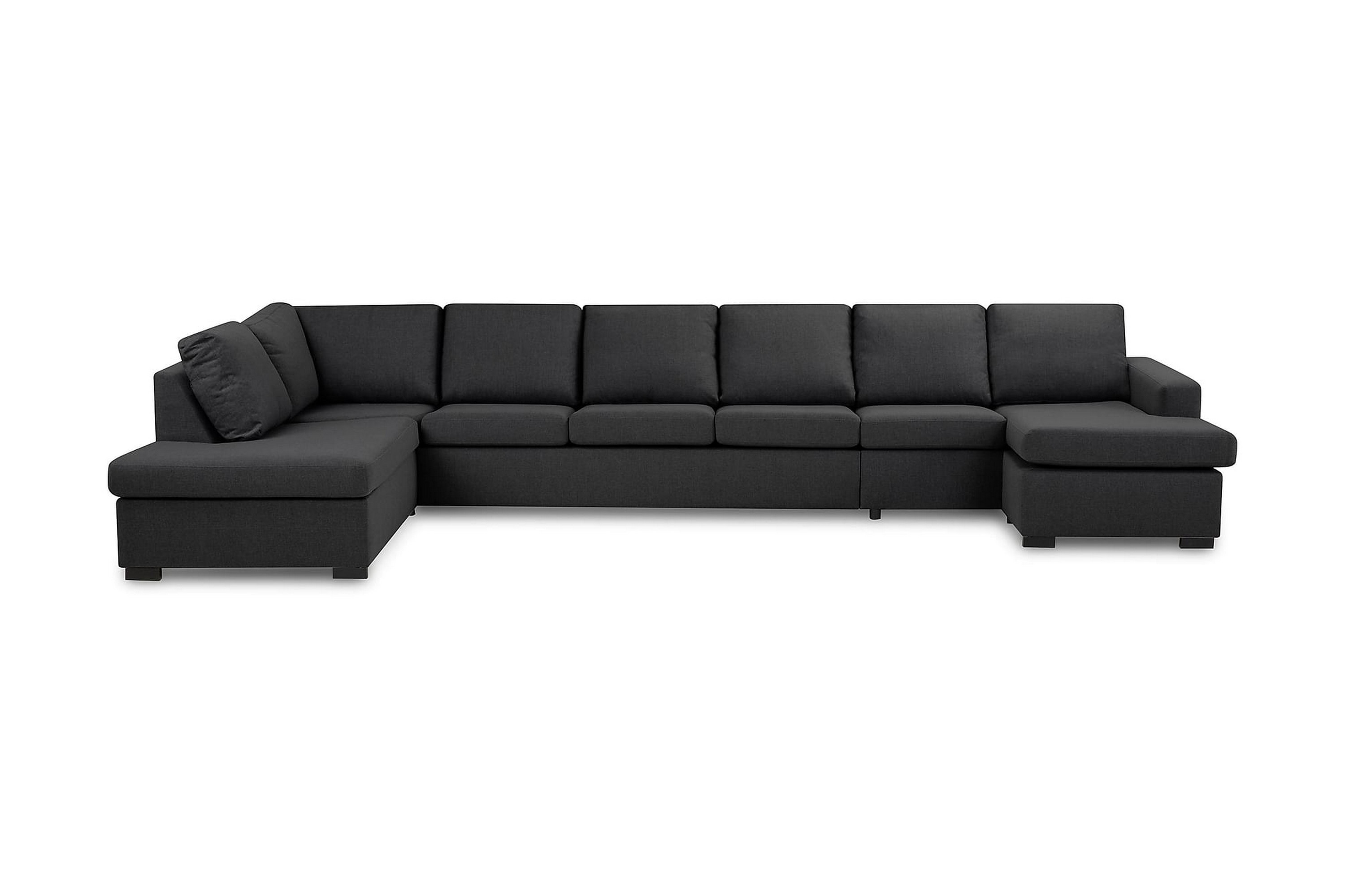 Crazy 6-sits Vänstervänd U-formad XX-Large Soffa med Divan och Schäslong i Tyg Mörkgrå