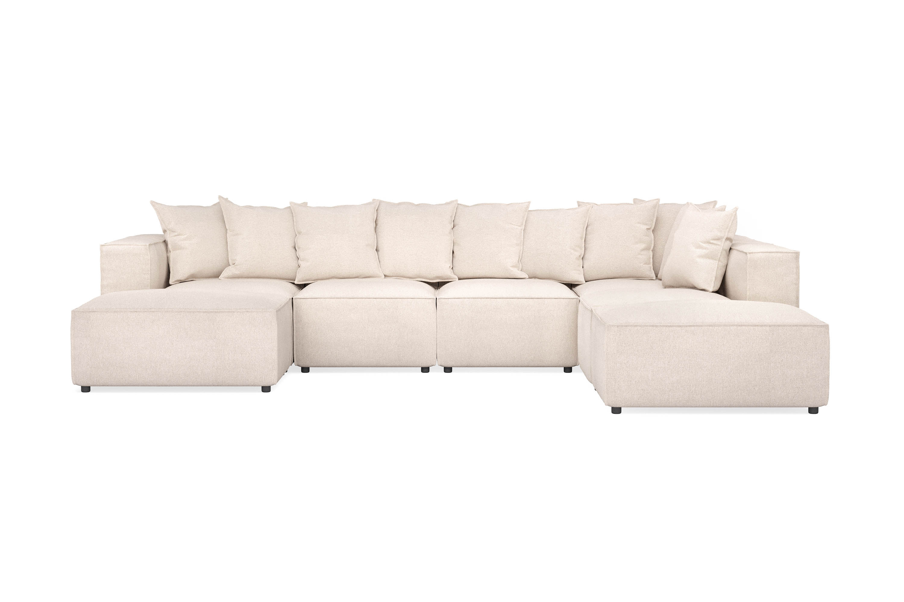 Cubo 5-sits U-formad Djup Modulsoffa Med Divan och Schäslong i Sammet Beige