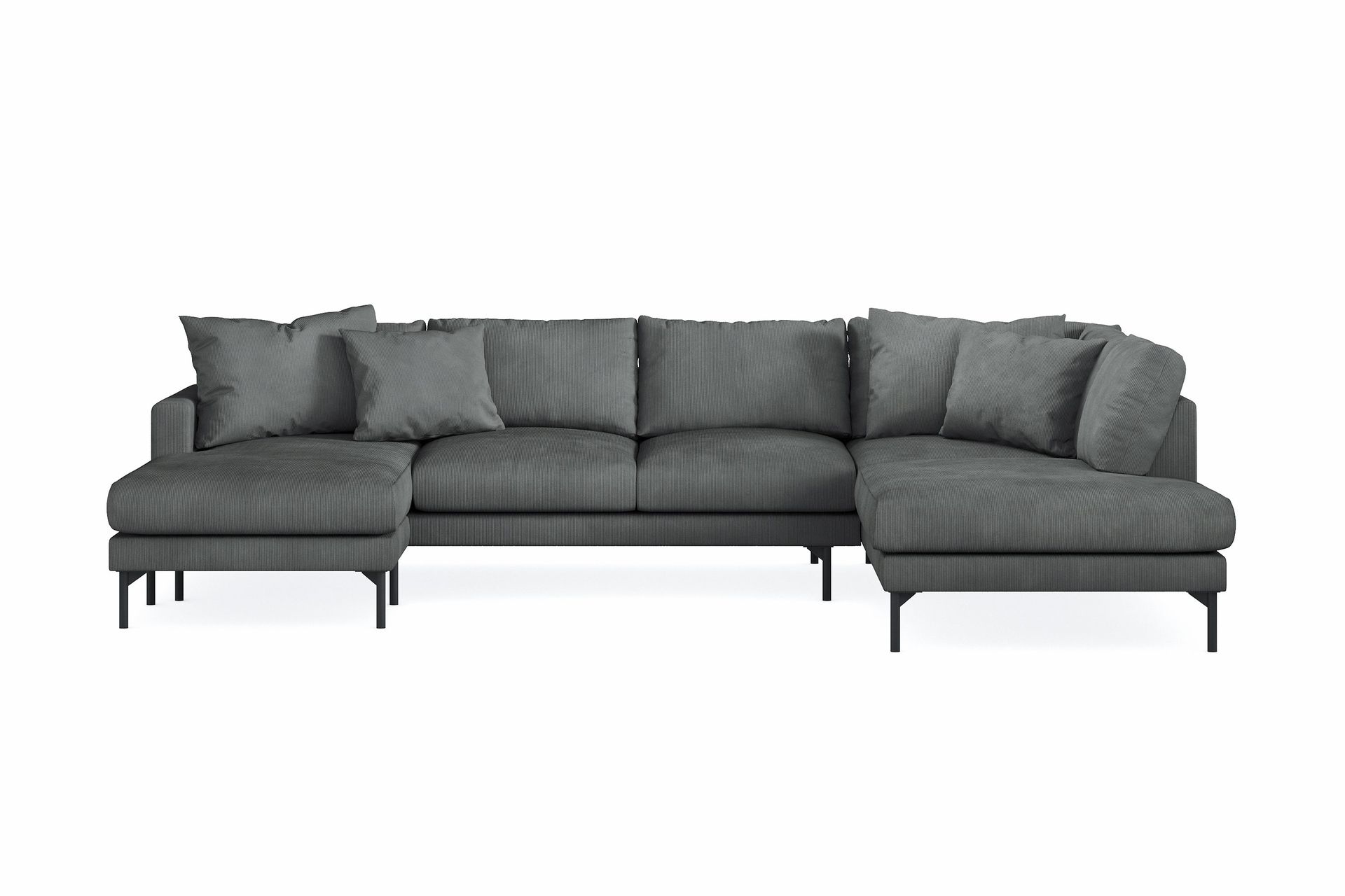 Menard 4-sits H&ouml;gerv&auml;nd Stor U-formad Djup Soffa med Divan och Sch&auml;slong i Manchester - Gr&aring;