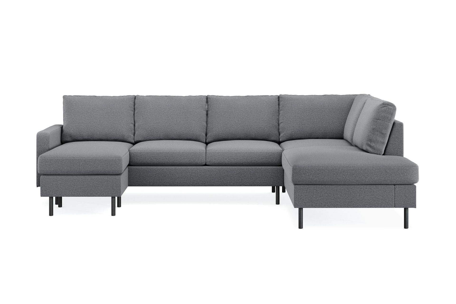 Peppe 4-sits H&ouml;gerv&auml;nd U-formad Soffa med Divan och Sch&auml;slong i Tyg - Ljusgr&aring;