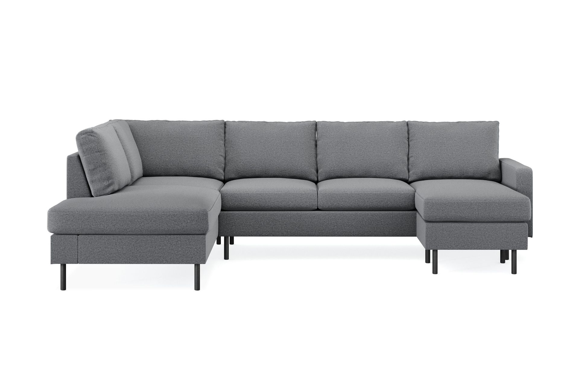 Peppe 4-sits Vänstervänd U-formad Soffa med Divan och Schäslong i Tyg - Ljusgrå