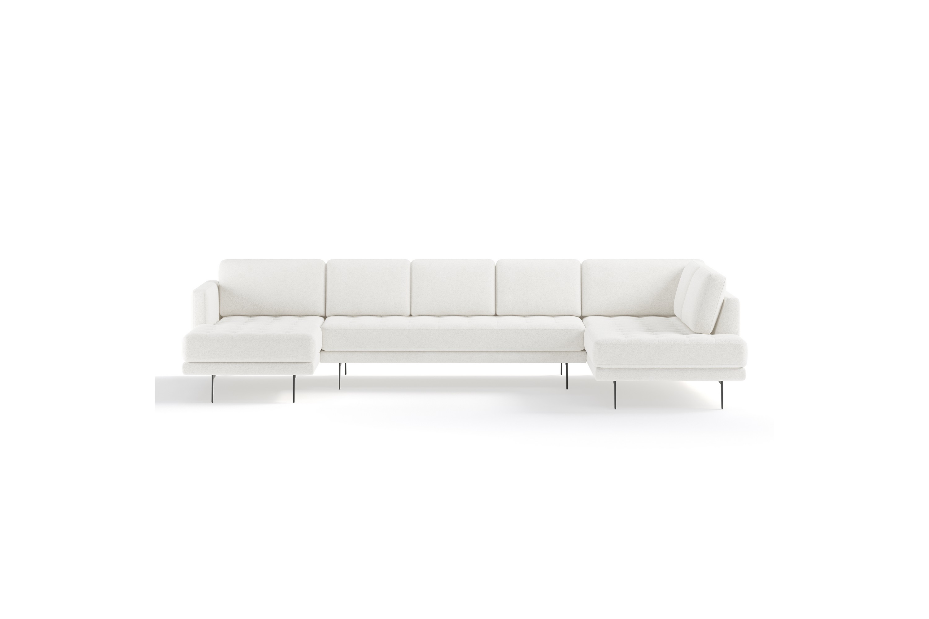 Soffa m-Divan och Schäslong Samella 6-sits Vit Bouclé