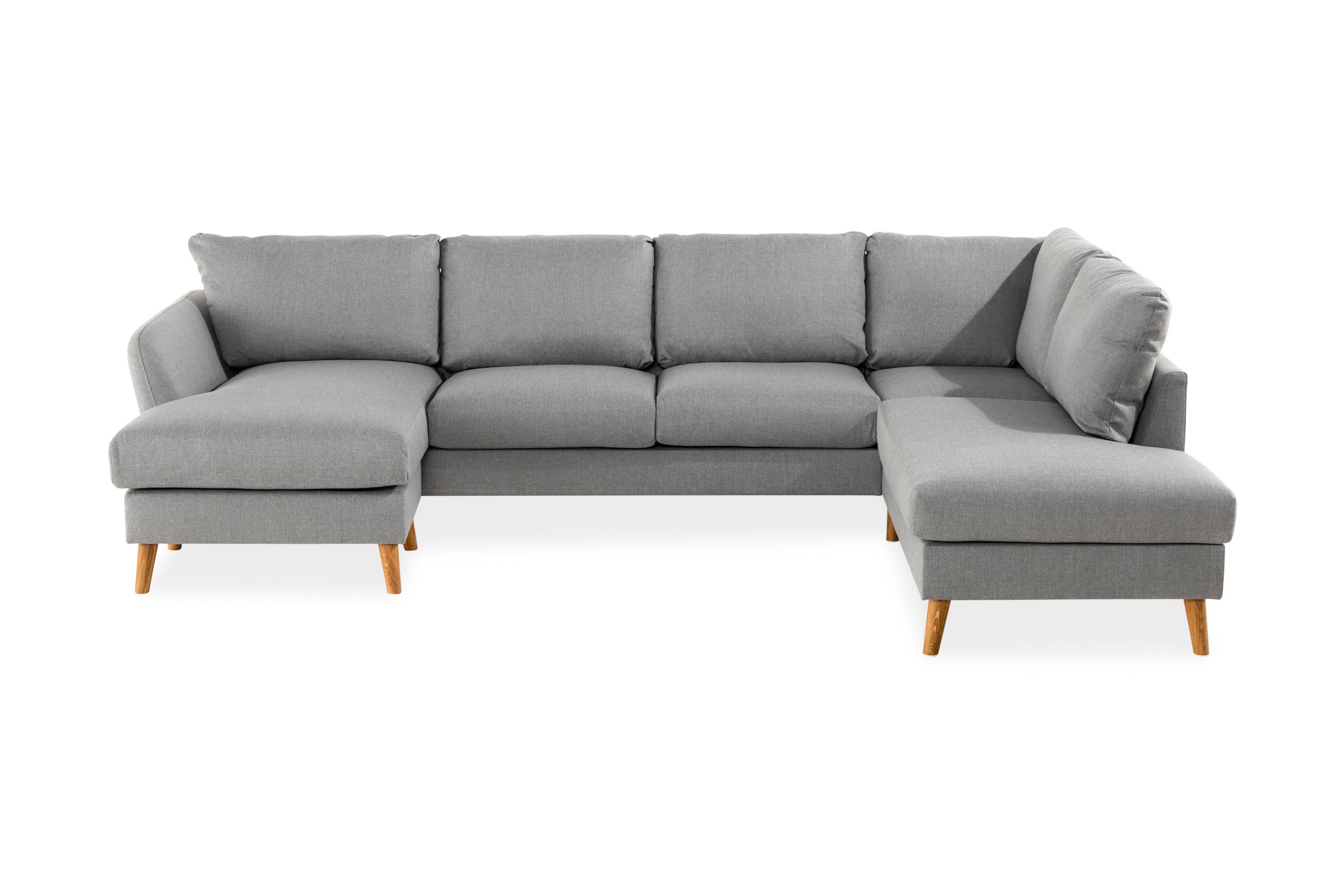 Trend 4-sits Högervänd U-formad Soffa med Divan och Schäslong i Tyg Grå