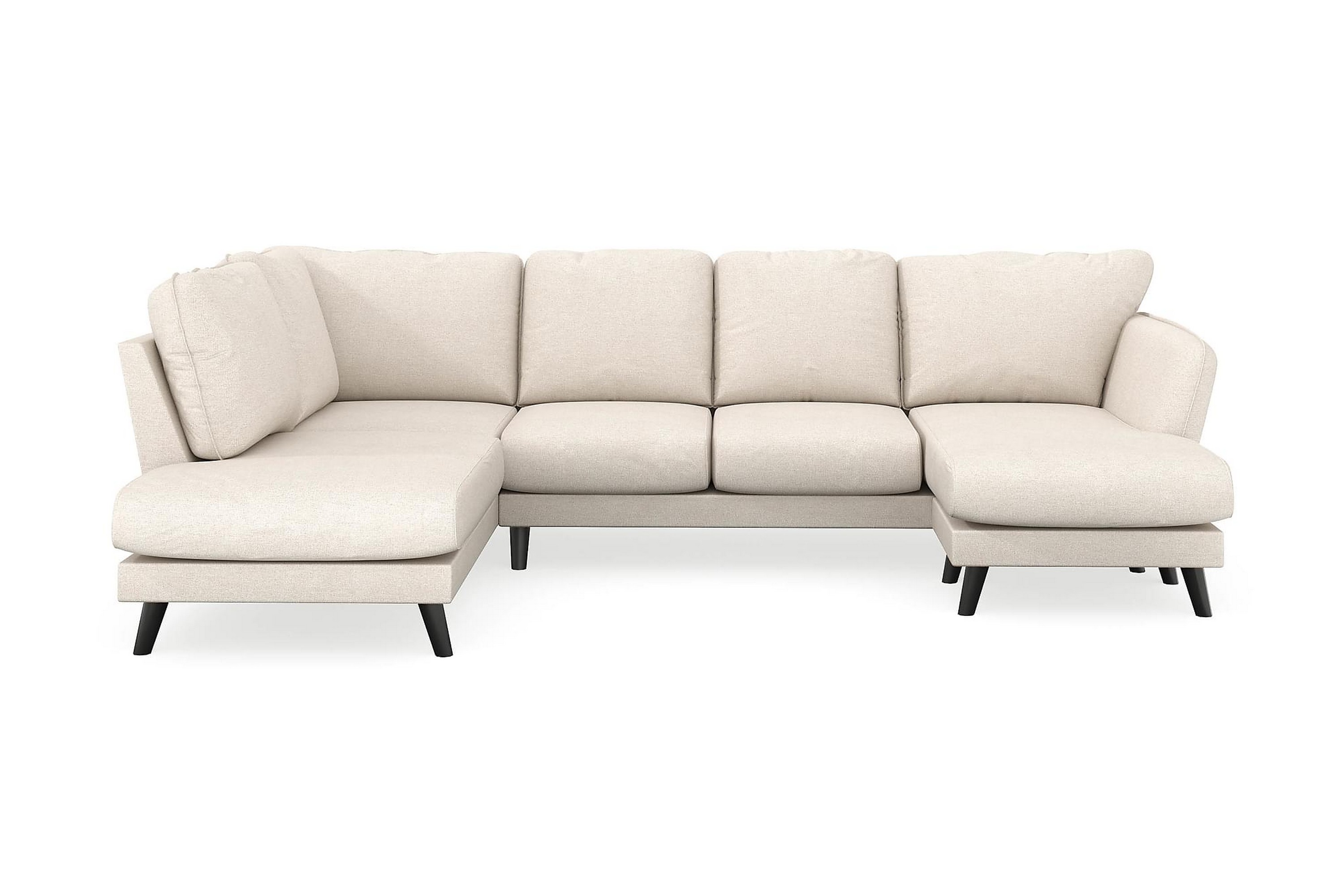 trend lyx 4-sits högervänd u-formad soffa med divan och schäslong i tyg - beige