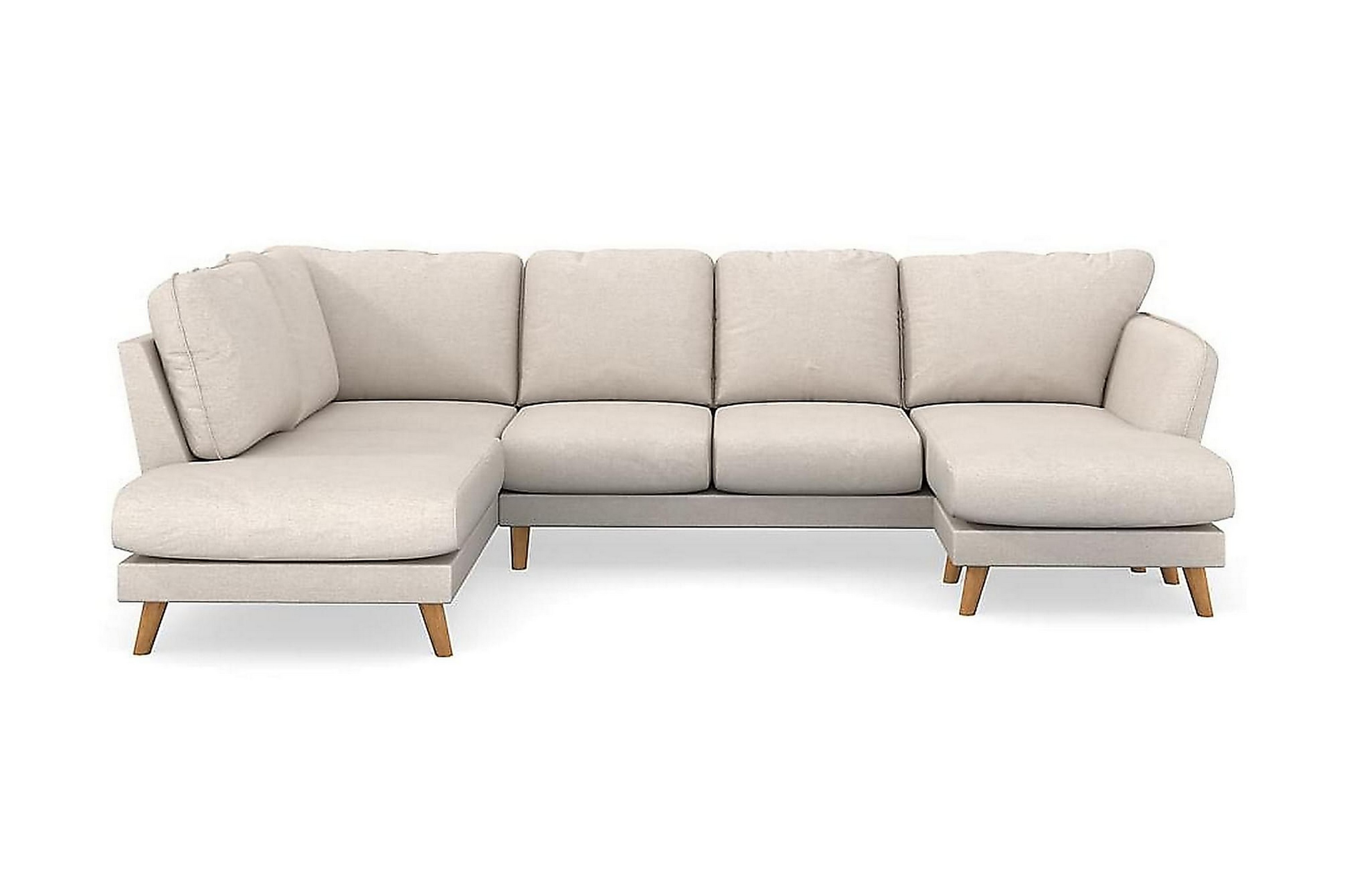 trend lyx 4-sits högervänd u-formad soffa med divan och schäslong i tyg - beige