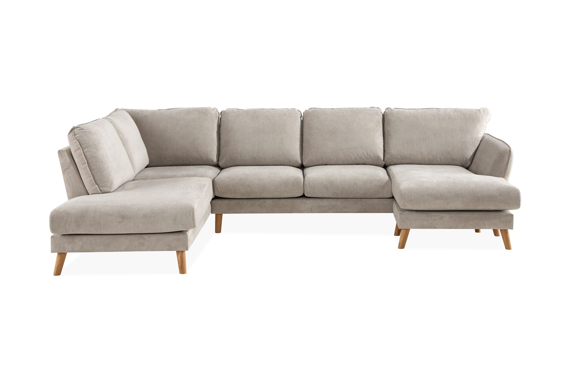 Trend Lyx 4-sits V&auml;nsterv&auml;nd U-formad Soffa med Divan och Sch&auml;slong i Tyg - Beige